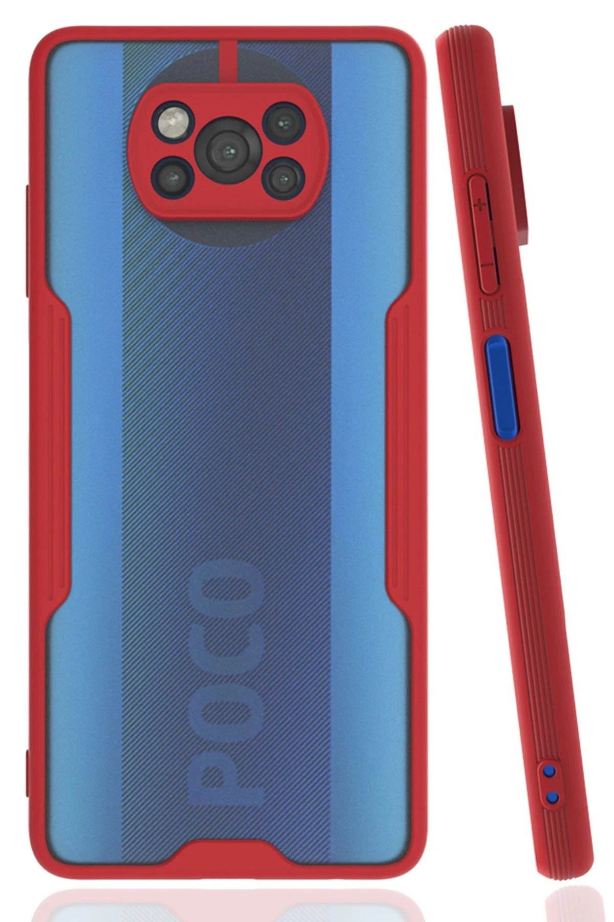Xiaomi Pocophone X3 Kılıf Platin Silikon - Kırmızı-(5796)