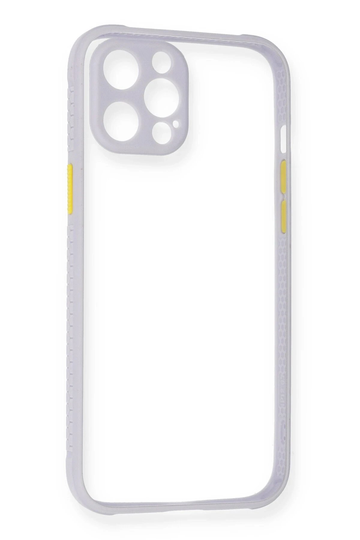 iPhone 12 Pro Max Kılıf Miami Şeffaf Silikon - Lila-(5796)