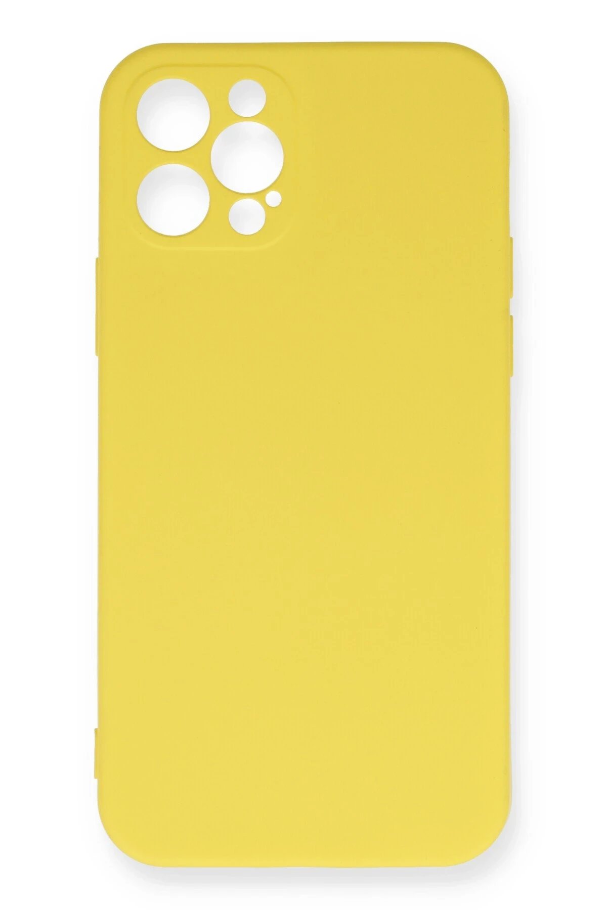 iPhone 12 Pro Max Kılıf Nano içi Kadife Silikon - Sarı-(5796)