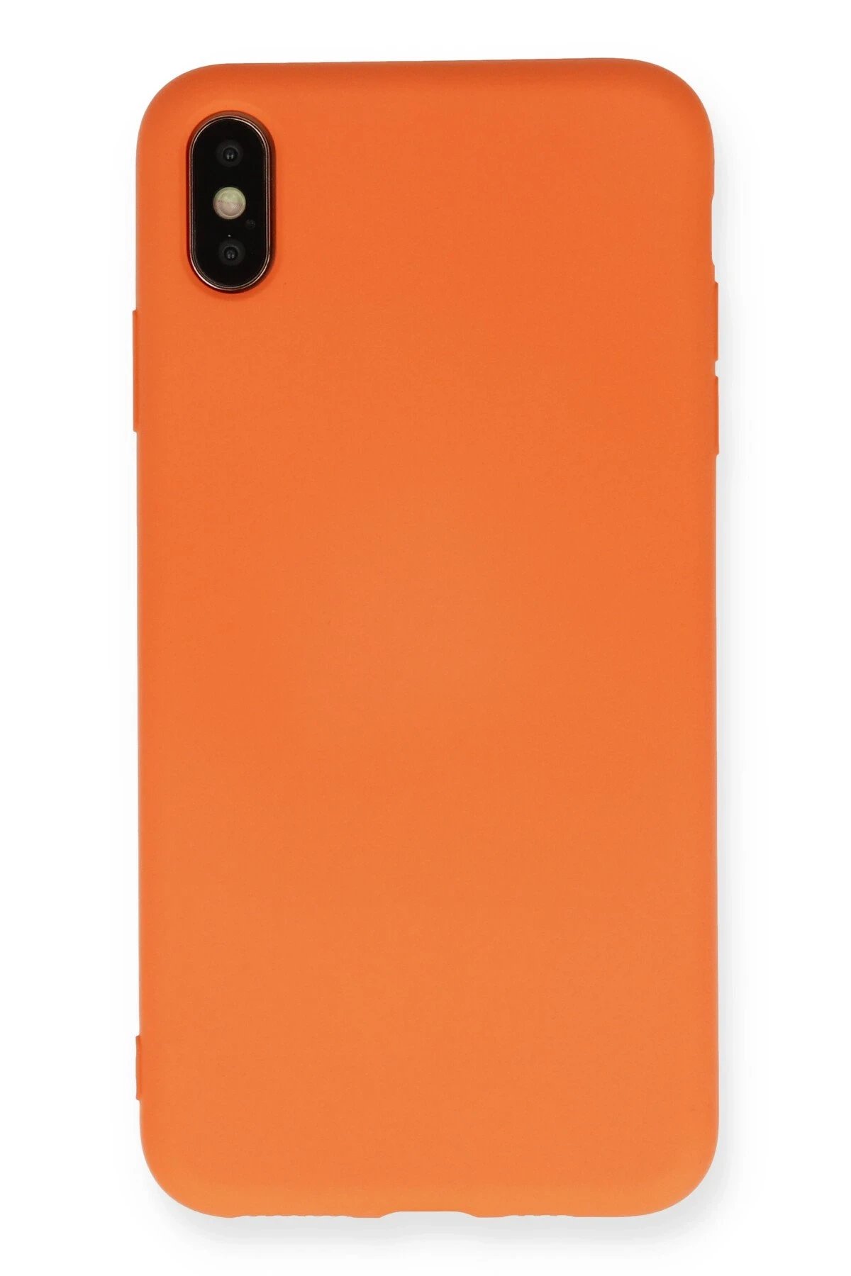 iPhone X Kılıf Nano içi Kadife Silikon - Turuncu-(5796)