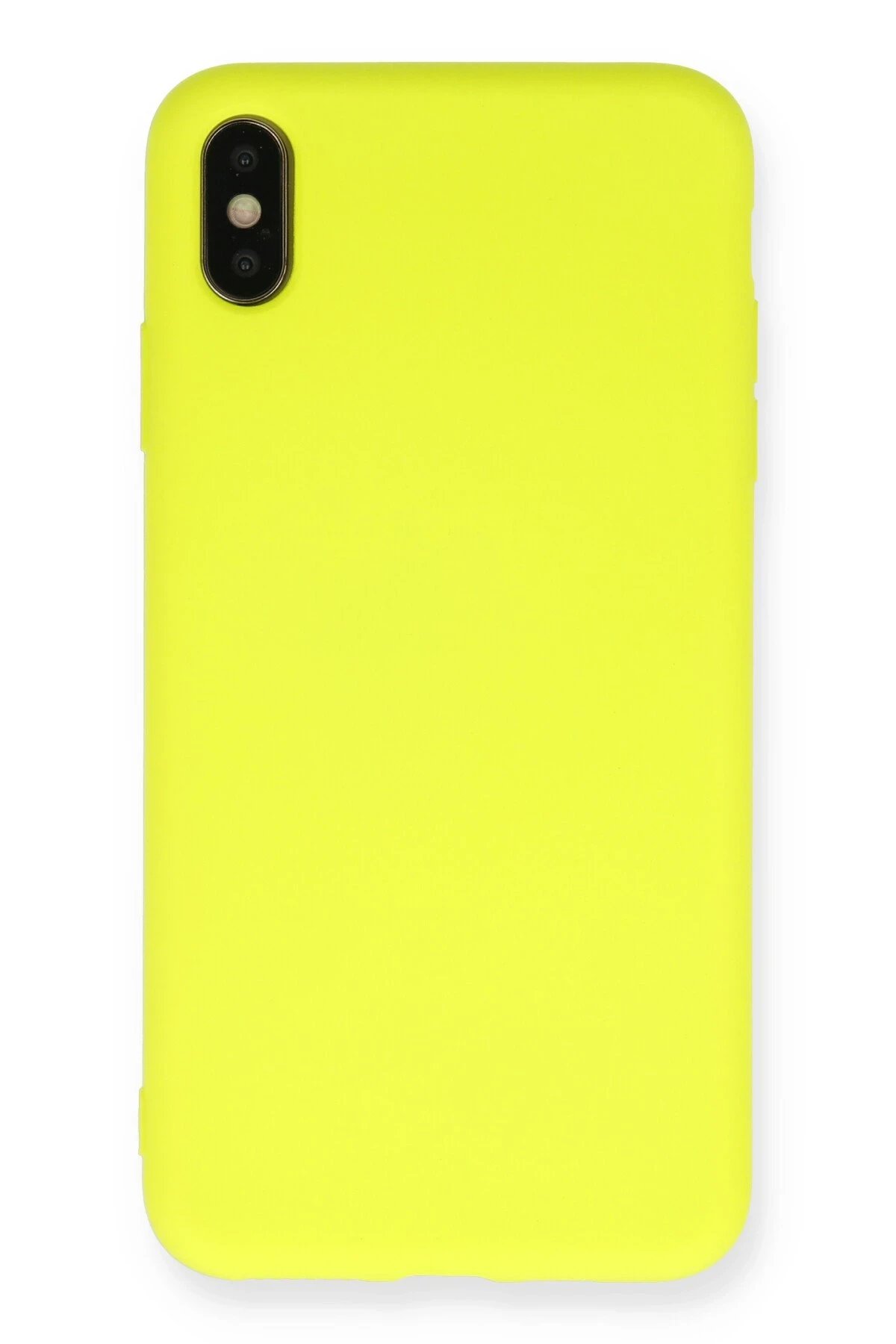iPhone X Kılıf Nano içi Kadife Silikon - Sarı-(5796)