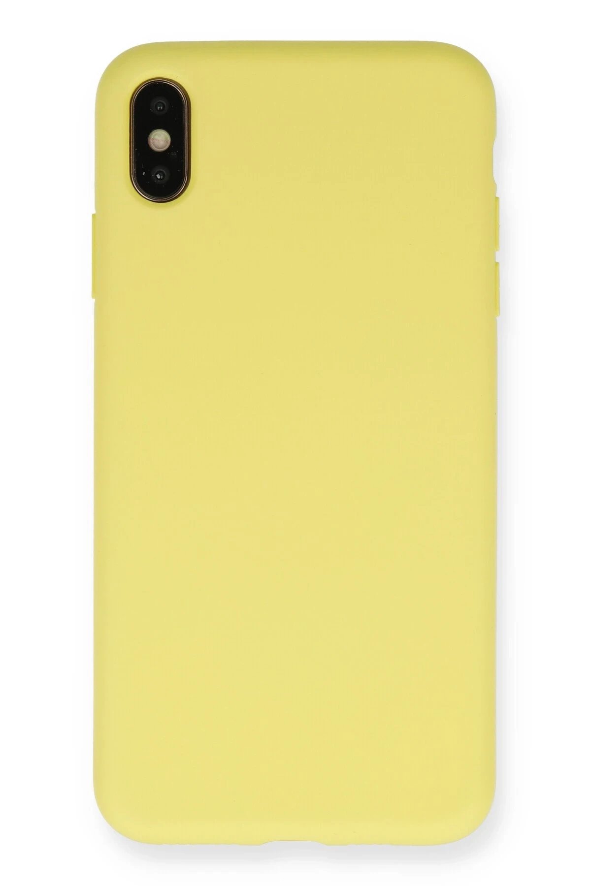 iPhone XS Max Kılıf Nano içi Kadife Silikon - Mat Sarı-(5796)