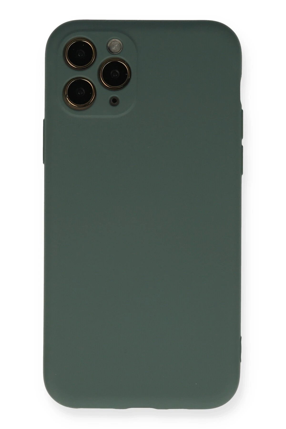 iPhone 11 Pro Kılıf Nano içi Kadife Silikon - Koyu Yeşil-(5796)