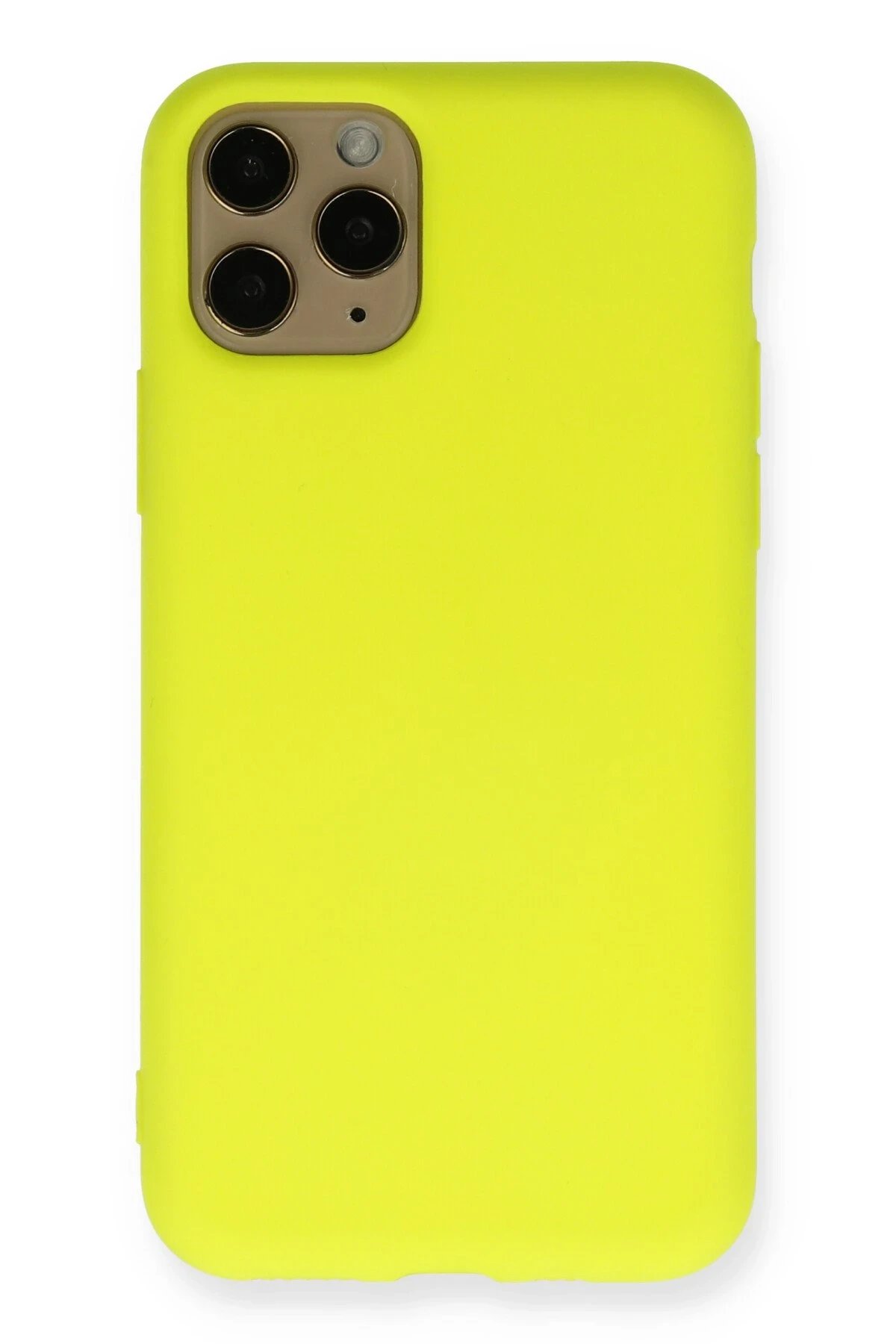 iPhone 11 Pro Kılıf Nano içi Kadife Silikon - Sarı-(5796)