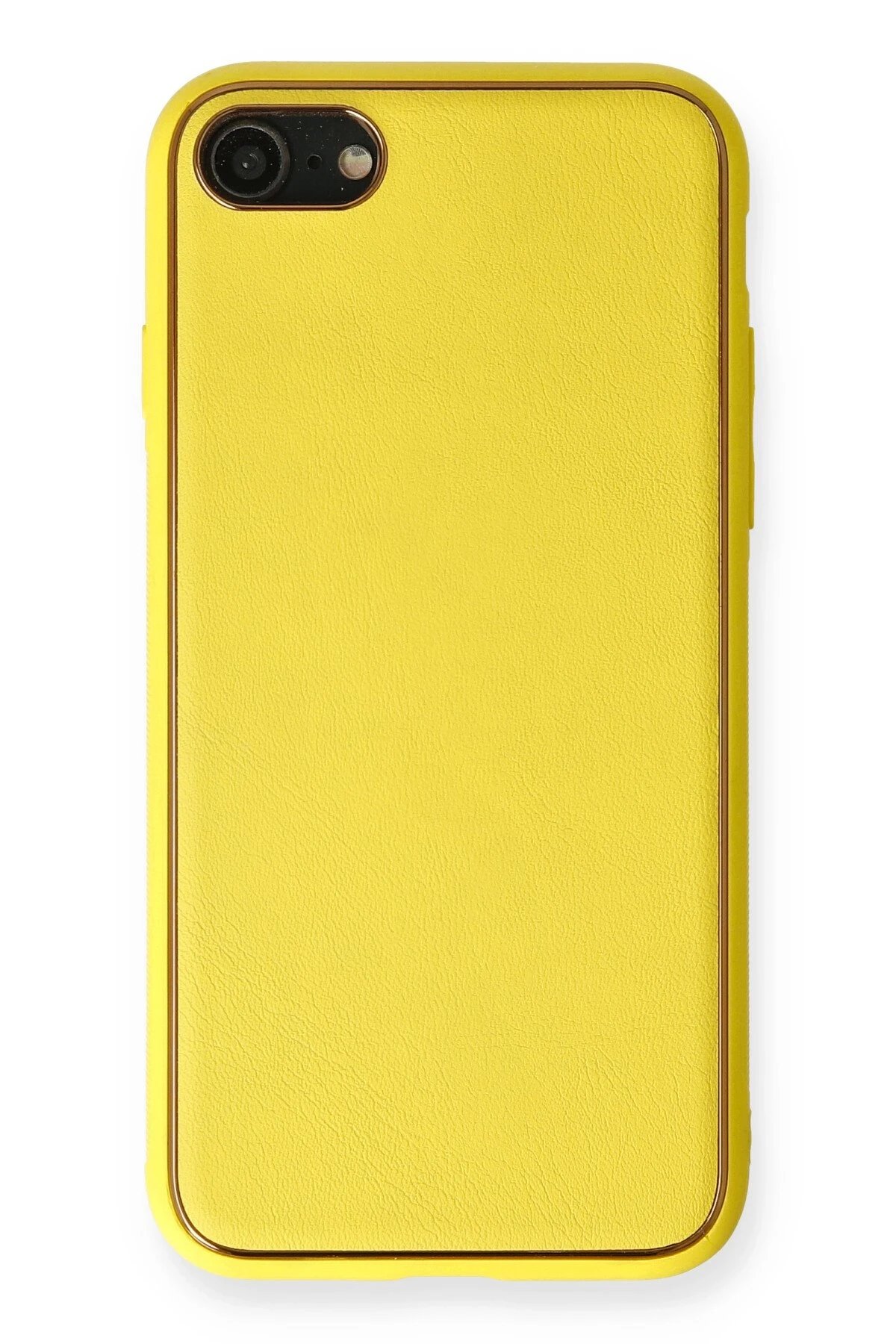 iPhone 7 Kılıf Coco Deri Silikon Kapak - Sarı-(5796)