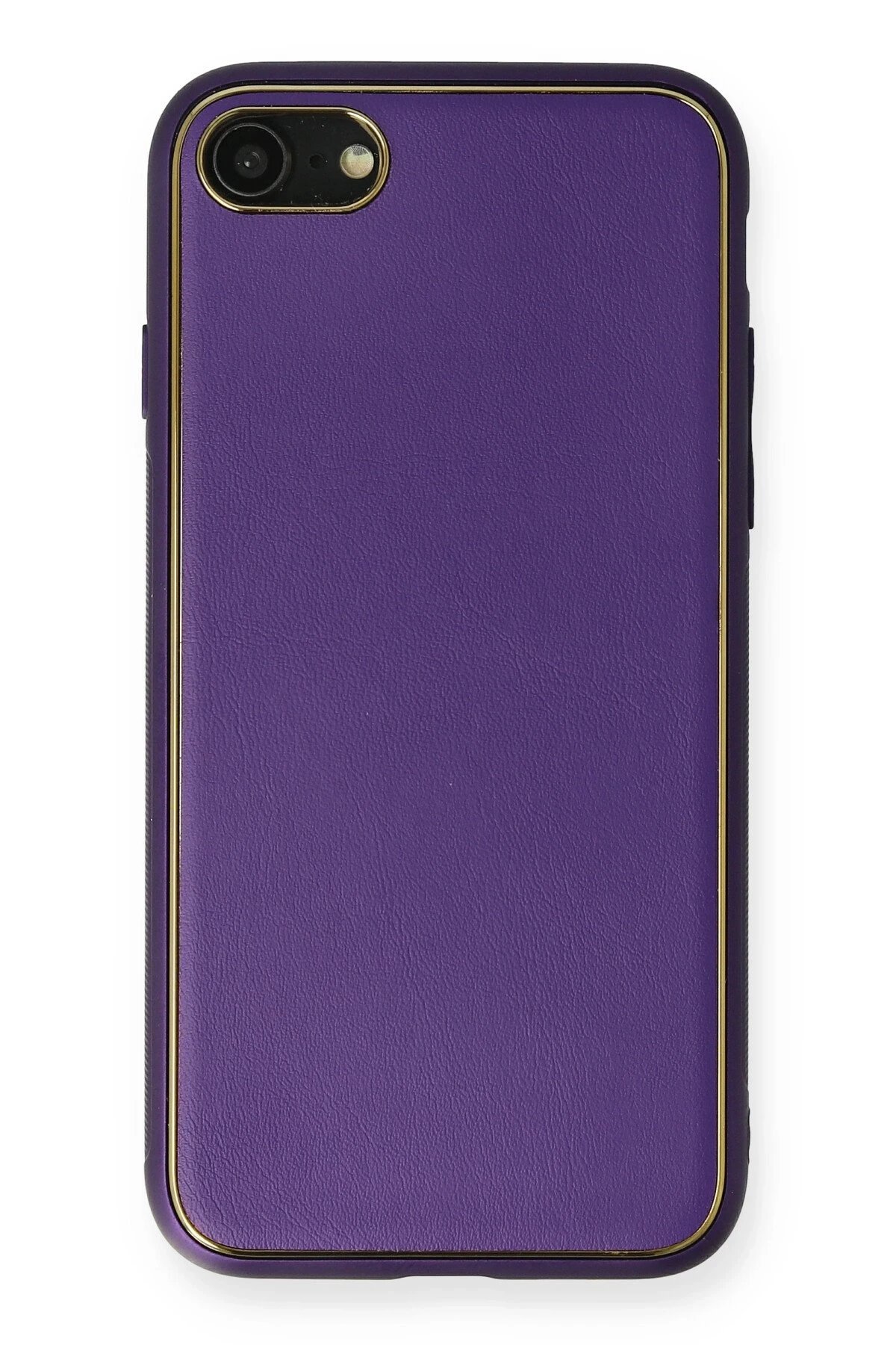 iPhone 7 Kılıf Coco Deri Silikon Kapak - Mor-(5796)