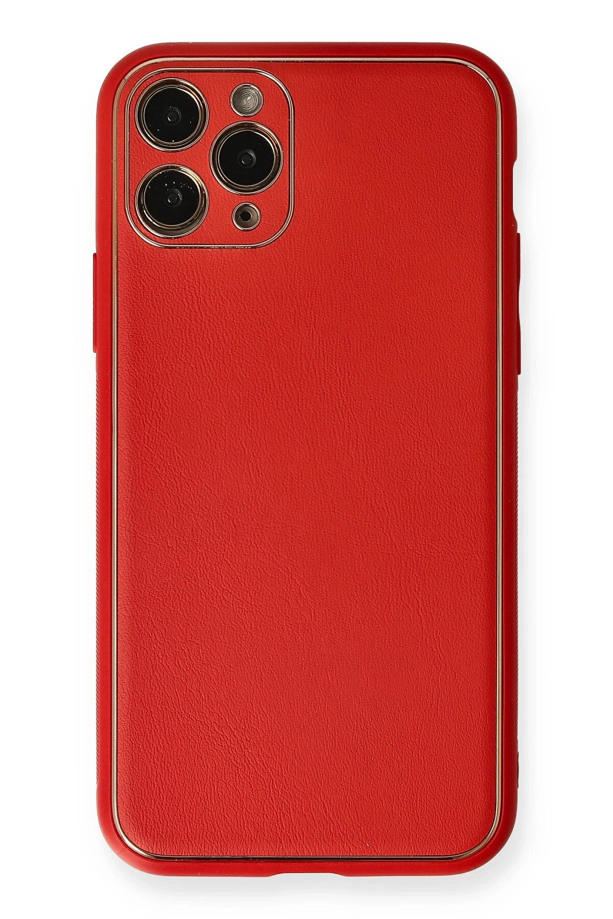 iPhone 11 Pro Kılıf Coco Deri Silikon Kapak - Kırmızı-(5796)