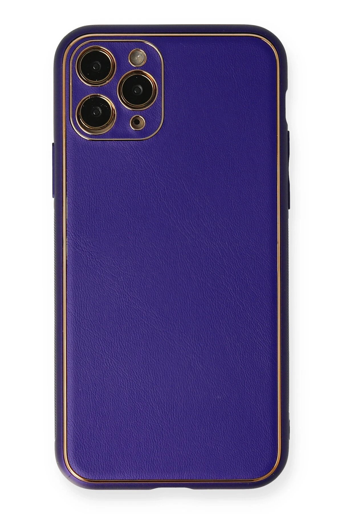 iPhone 11 Pro Kılıf Coco Deri Silikon Kapak - Mor-(5796)