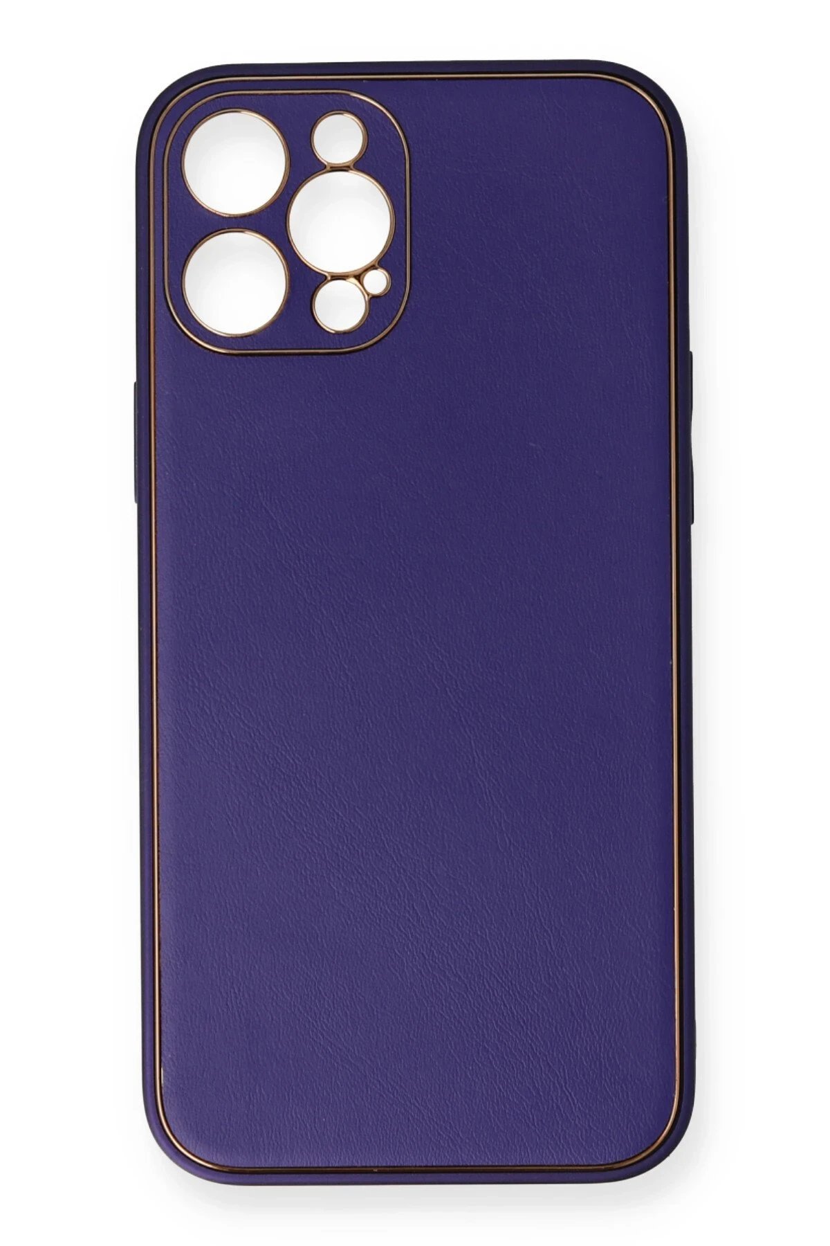 iPhone 12 Pro Kılıf Coco Deri Silikon Kapak - Mor-(5796)