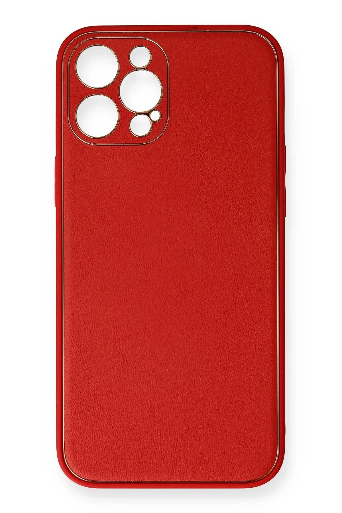 iPhone 12 Pro Max Kılıf Coco Deri Silikon Kapak - Kırmızı-(5796)