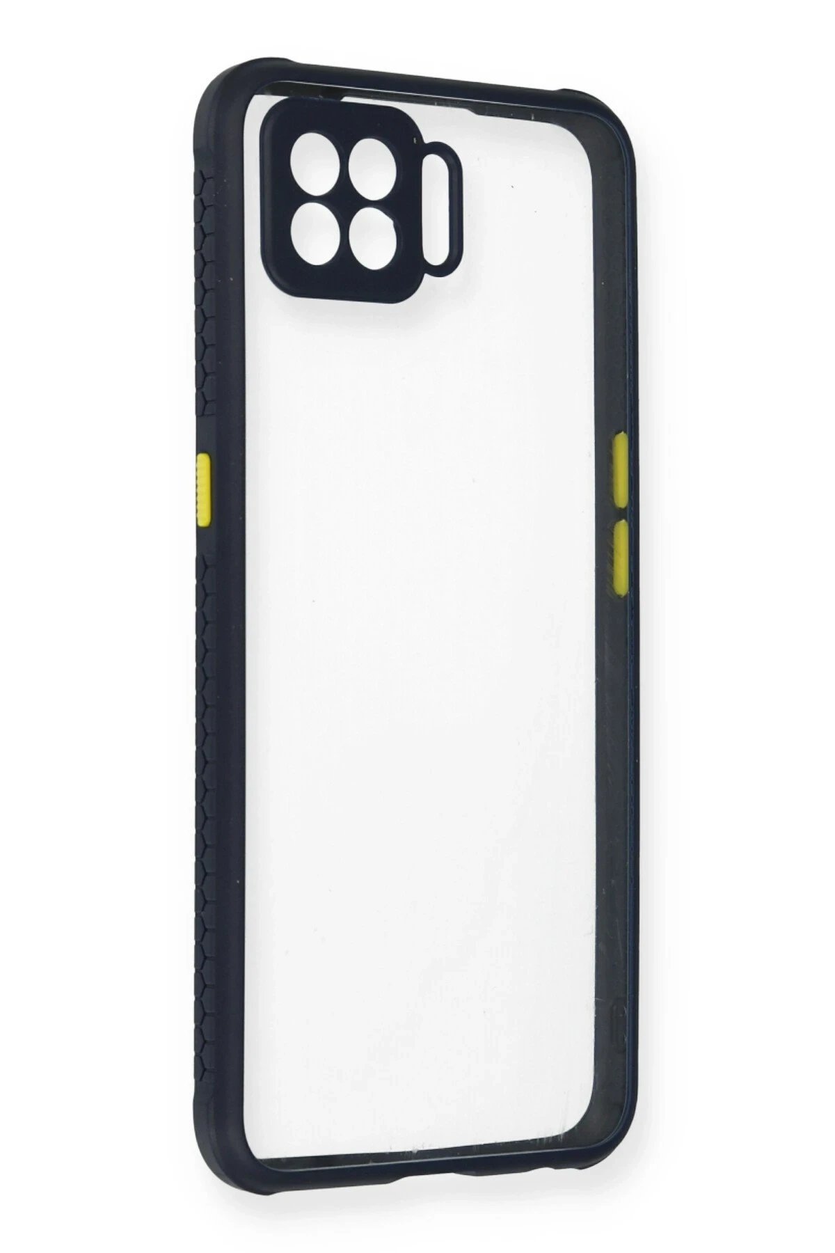Oppo Reno 4 Lite Kılıf Miami Şeffaf Silikon - Lacivert-(5796)