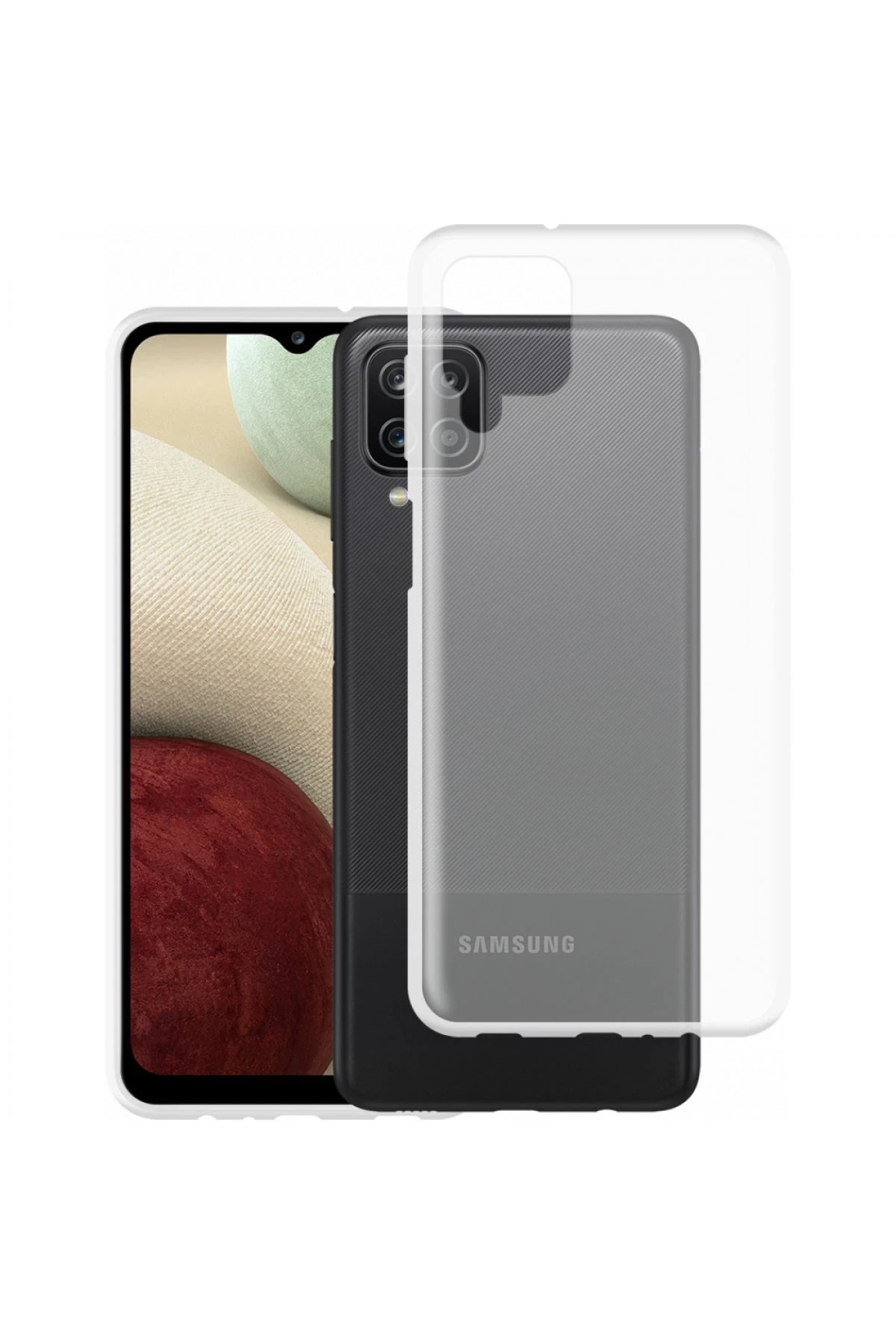 Samsung Galaxy A12 Kılıf Lüx Şeffaf Silikon-(5796)