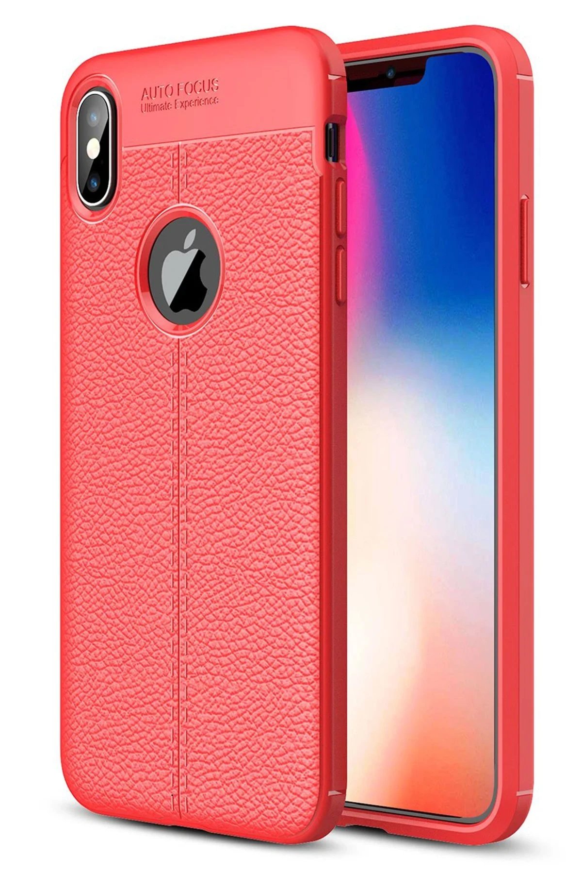 iPhone XS Max Kılıf Auto Focus Kapak - Kırmızı-(5796)