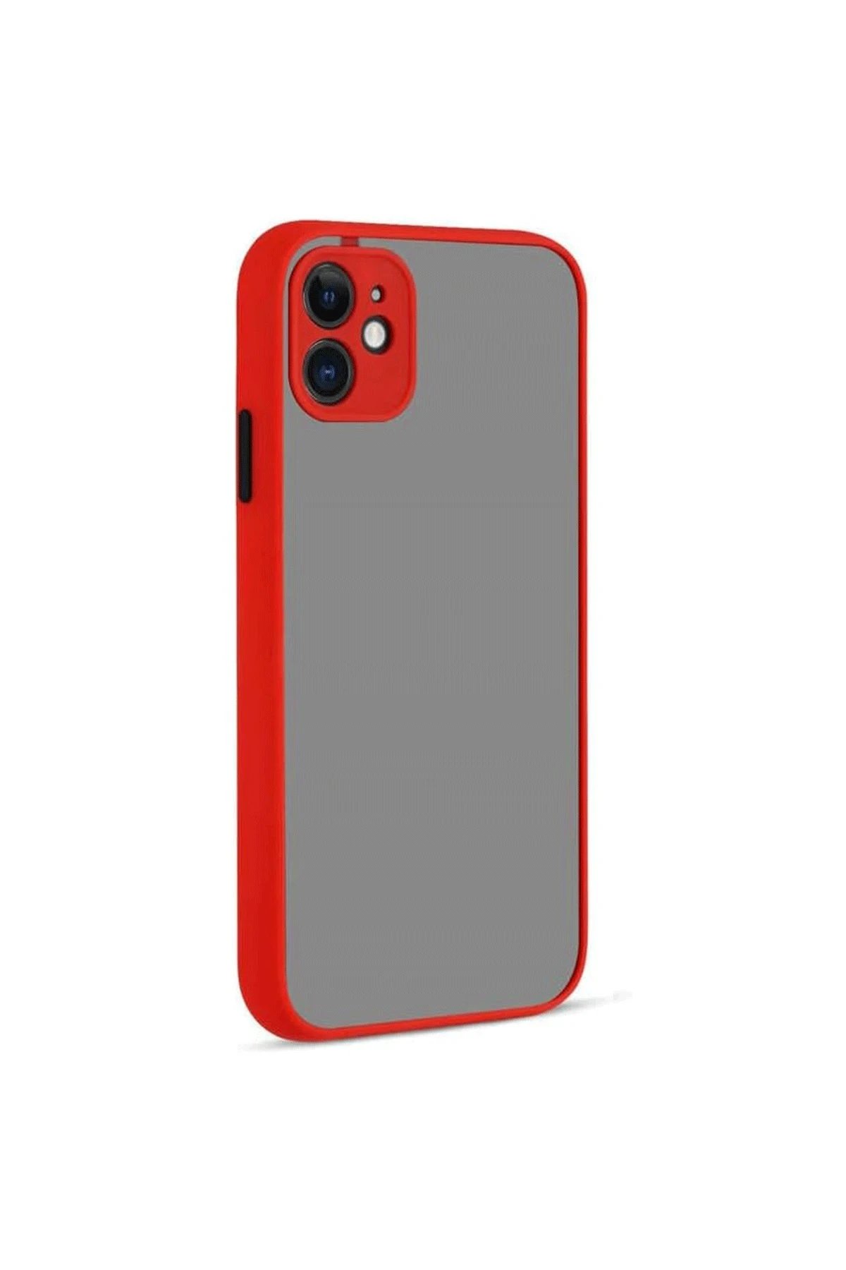 iPhone 12 Kılıf Montreal Silikon Kapak - Kırmızı-(5796)