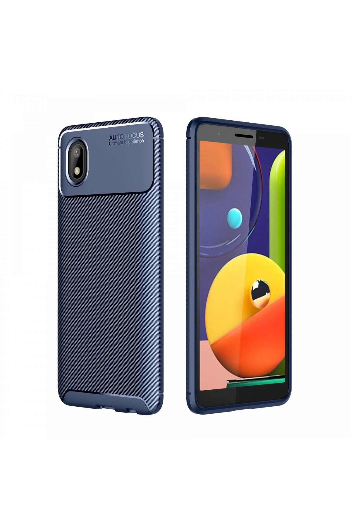 Samsung Galaxy A01 Core Kılıf Auto Focus Karbon Kapak - Lacivert-(5796)