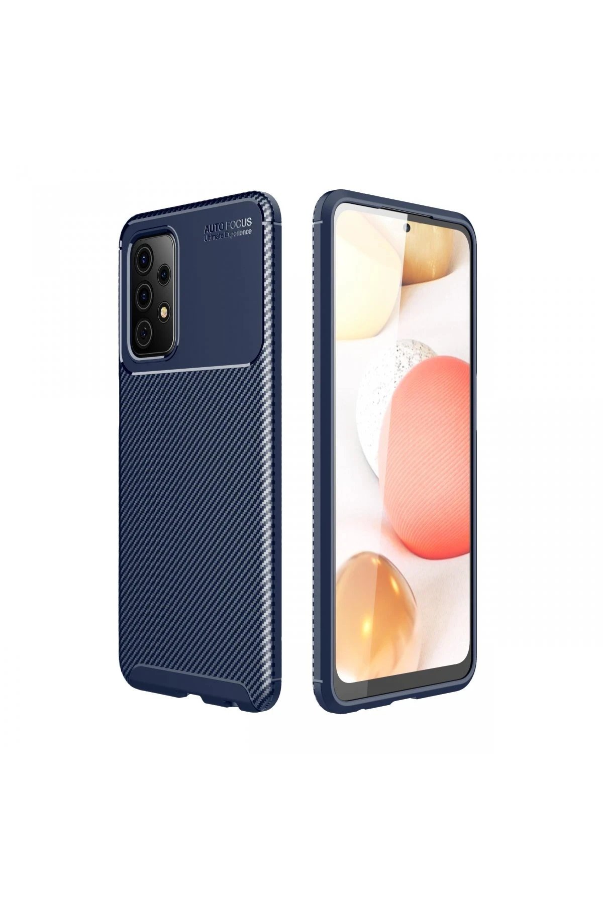 Samsung Galaxy A52 Kılıf Auto Focus Karbon Kapak - Lacivert-(5796)