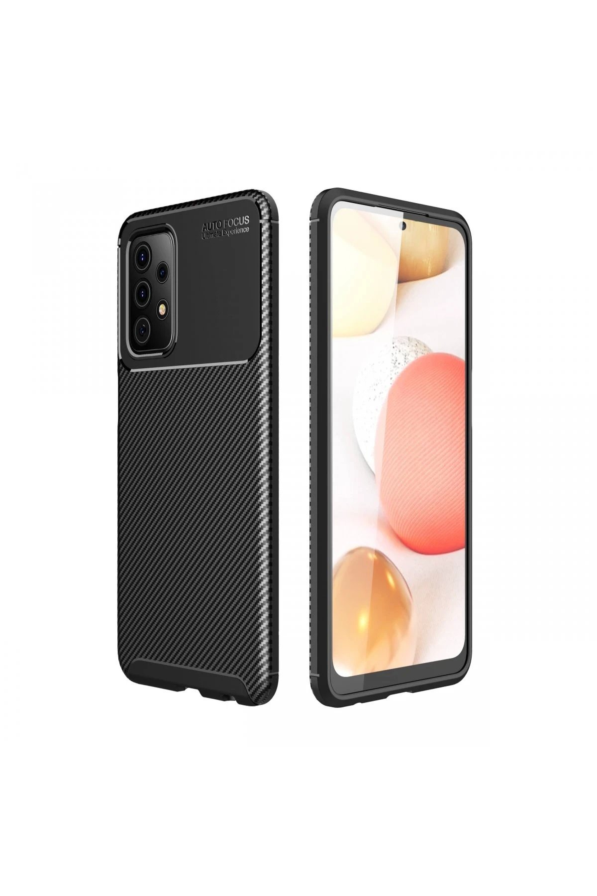 Samsung Galaxy A72 Kılıf Auto Focus Karbon Kapak - Siyah-(5796)