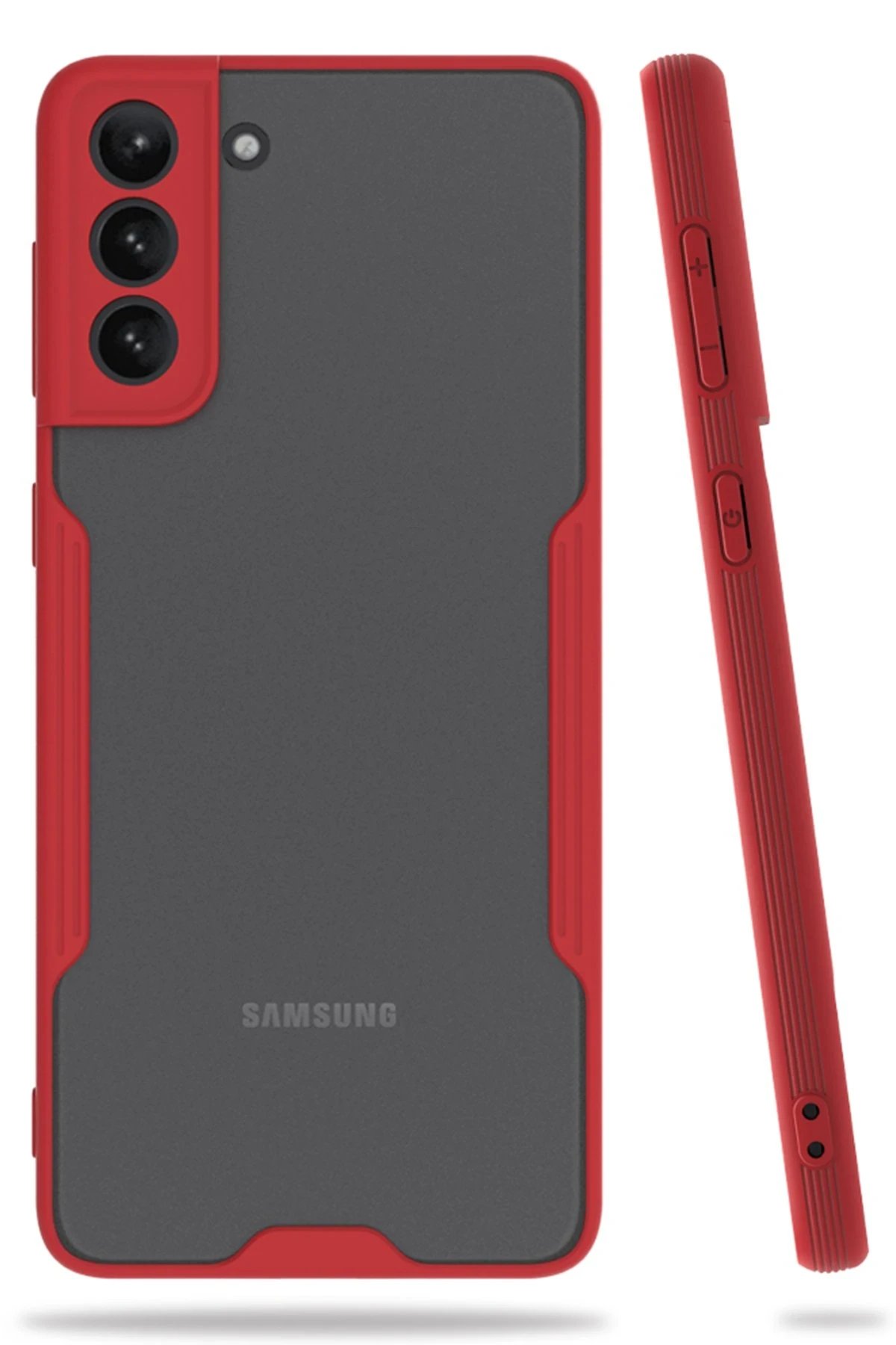 Samsung Galaxy S21 Plus Kılıf Platin Silikon - Kırmızı-(5796)