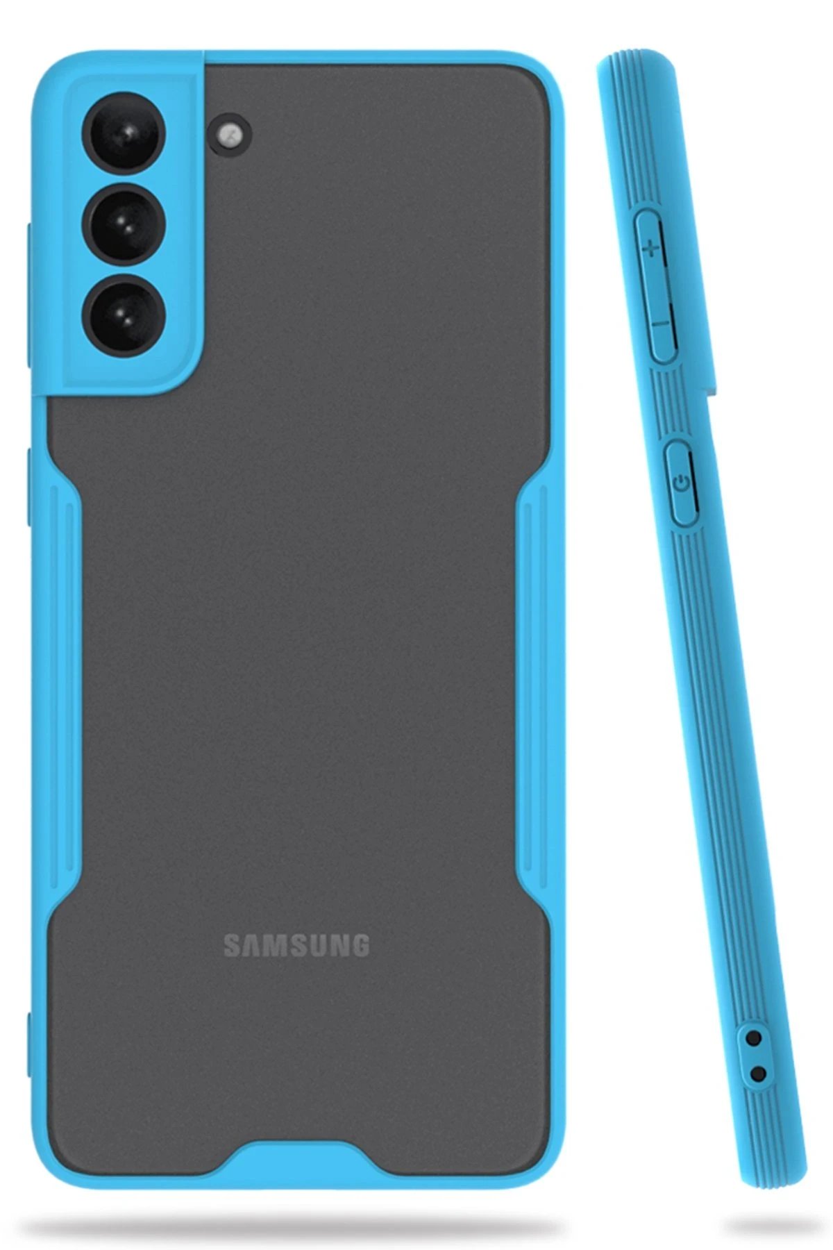 Samsung Galaxy S21 Plus Kılıf Platin Silikon - Mavi-(5796)