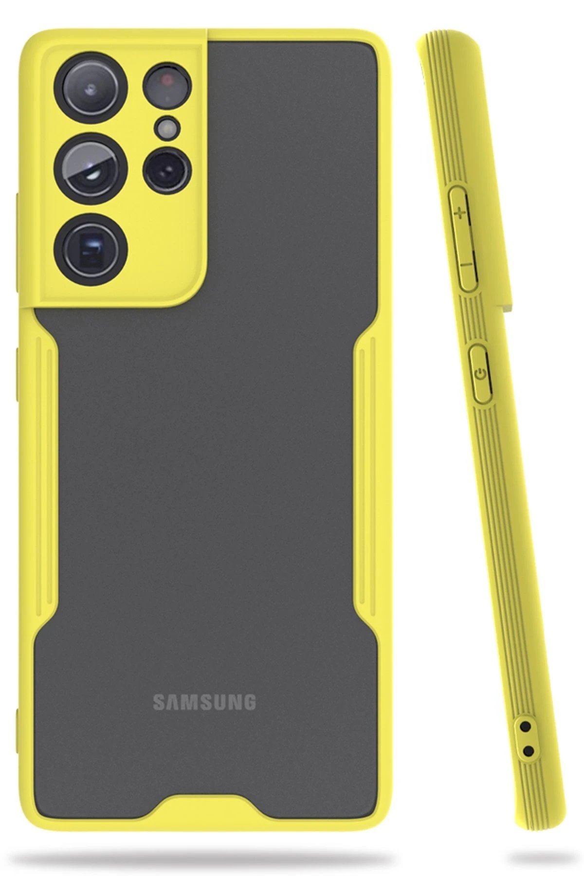 Samsung Galaxy S21 Ultra Kılıf Platin Silikon - Sarı-(5796)