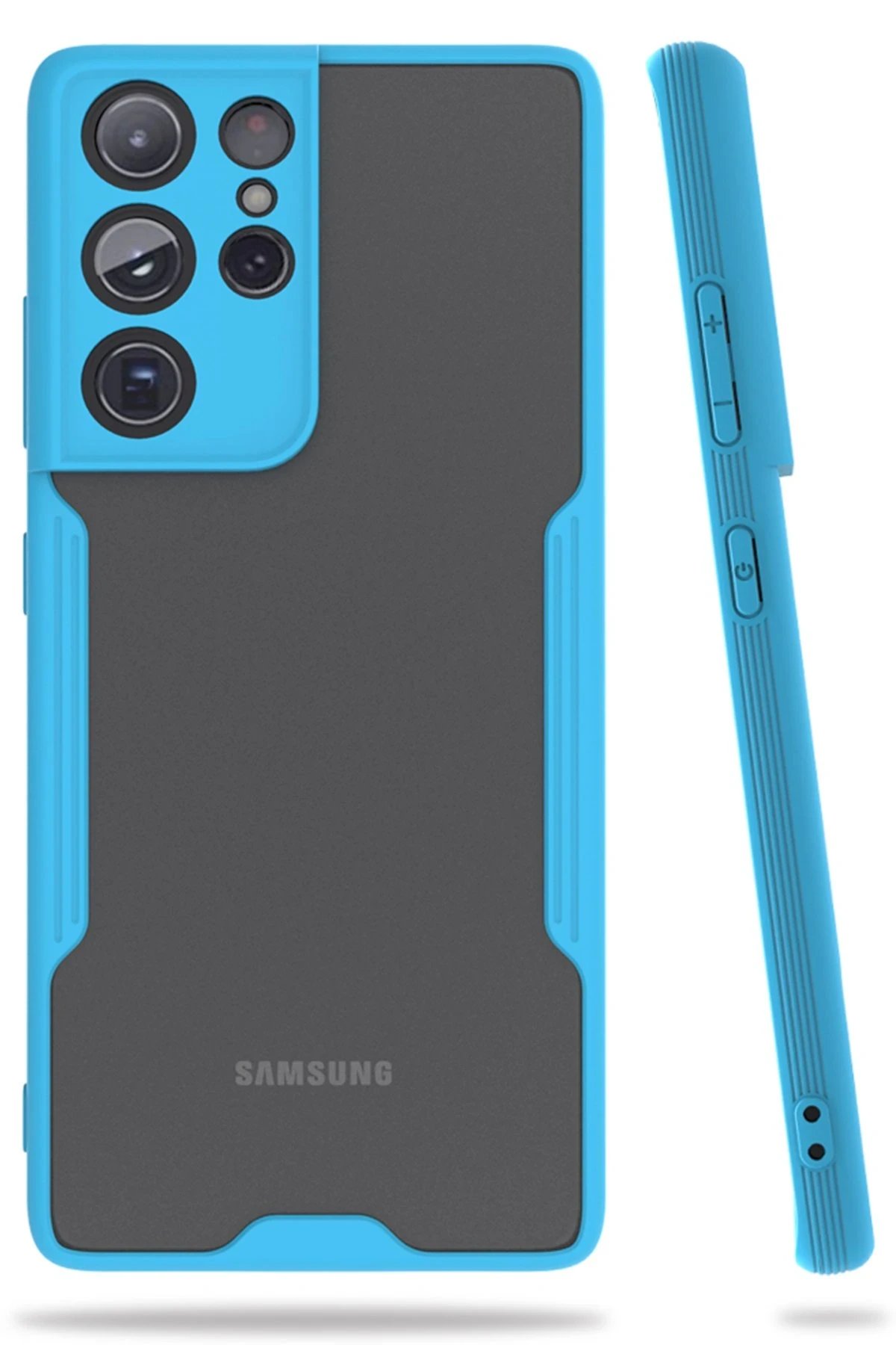 Samsung Galaxy S21 Ultra Kılıf Platin Silikon - Mavi-(5796)