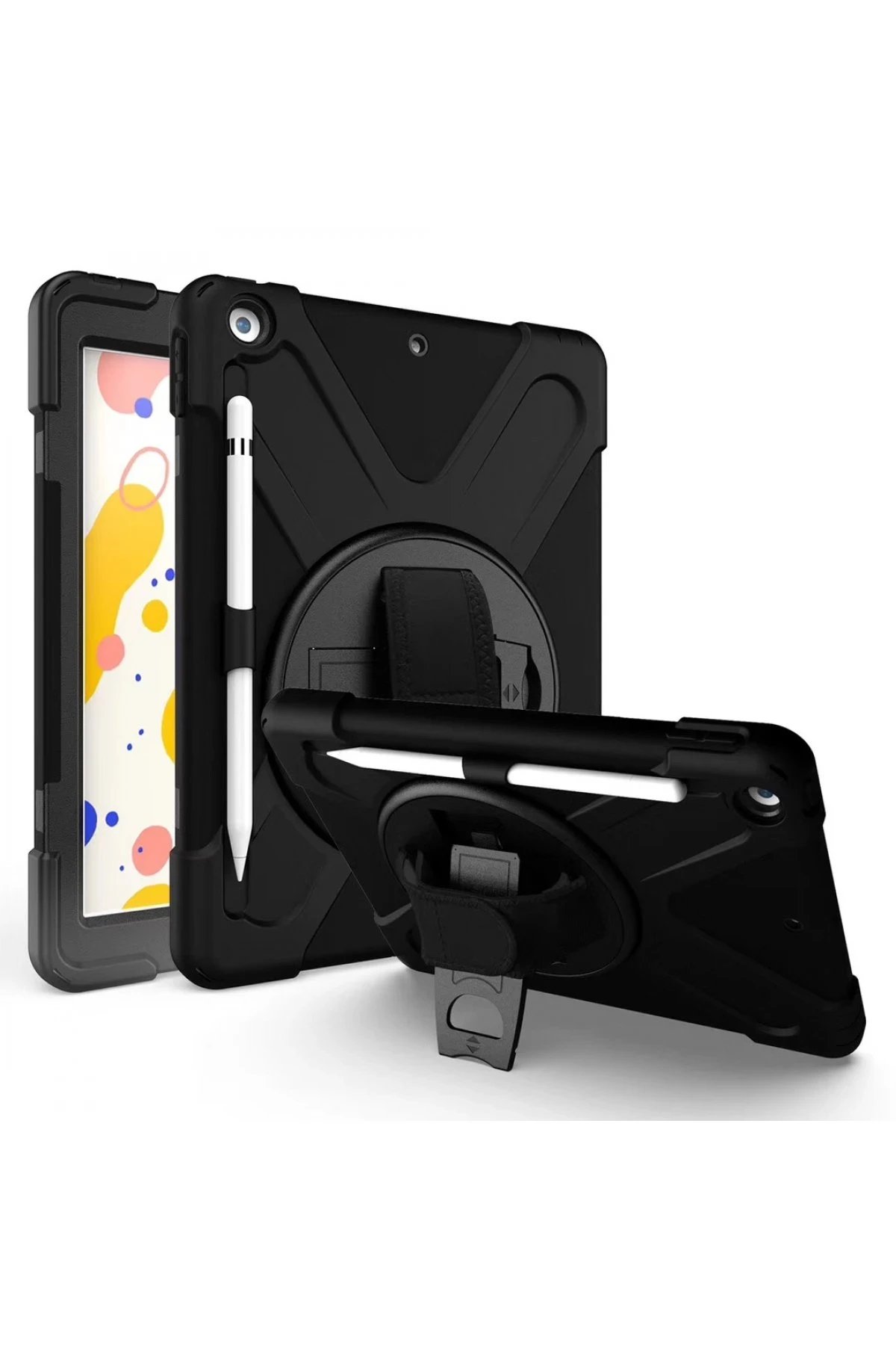 iPad 10.2 (7.nesil) Kılıf Amazing Tablet Kapak - Siyah-(5796)