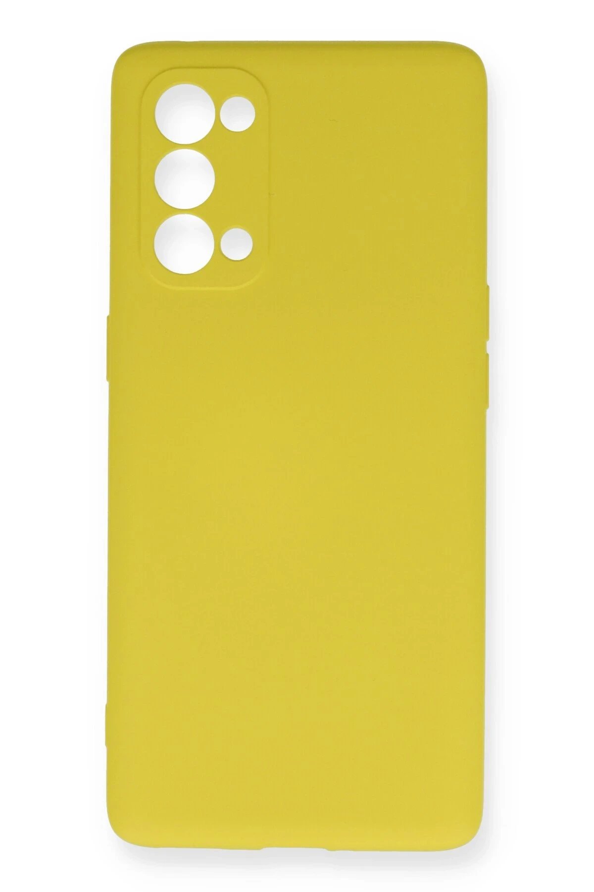 Oppo Reno 5 Pro Kılıf Nano içi Kadife Silikon - Sarı-(5796)