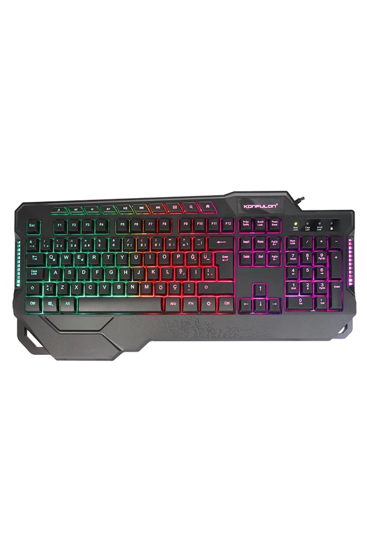 MK80 RGB Işıklı Türkçe Q Kablolu Mekanik Hisli Klavye-(5796)