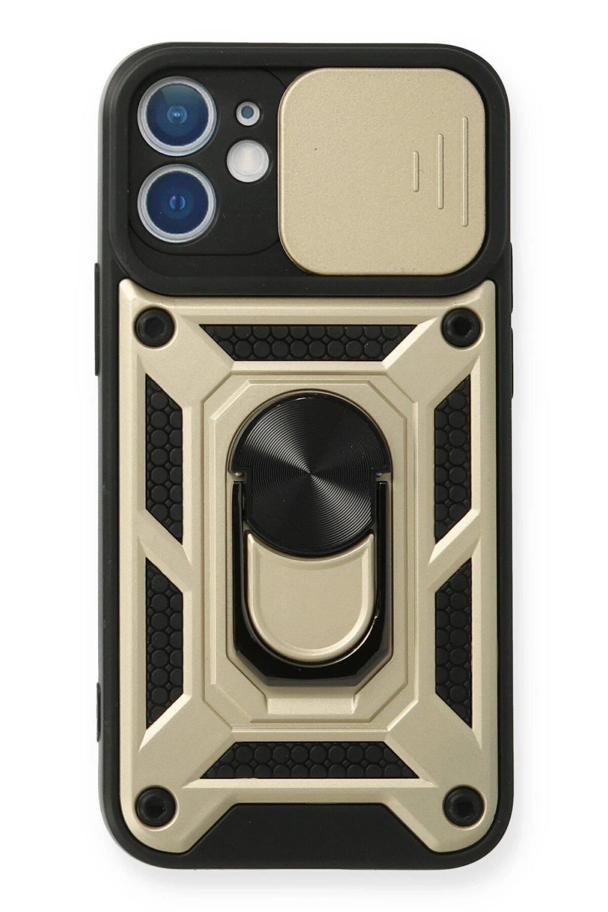 iPhone 11 Kılıf Pars Lens Yüzüklü Silikon - Gold-(5796)