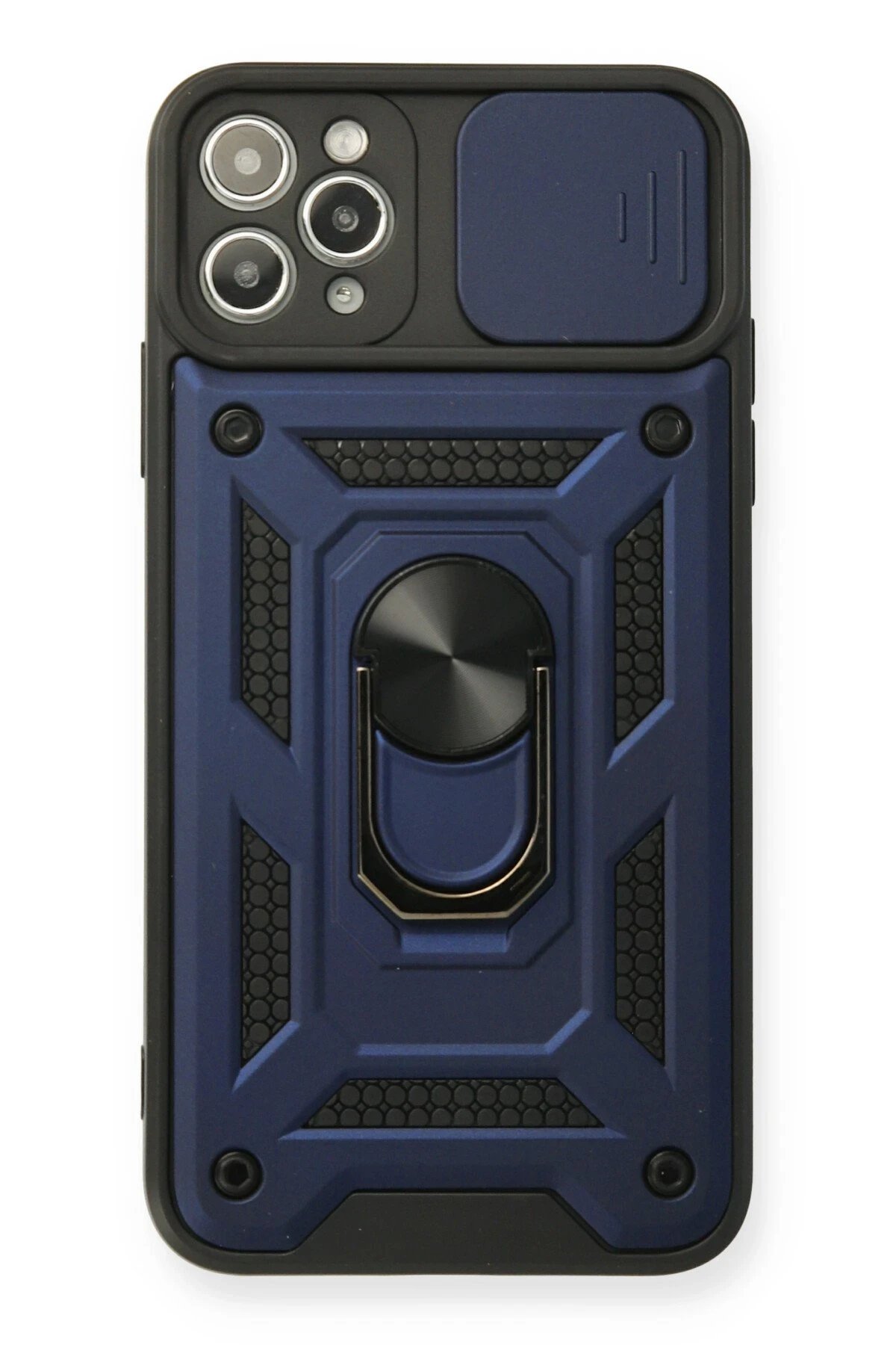 iPhone 11 Pro Kılıf Pars Lens Yüzüklü Silikon - Lacivert-(5796)