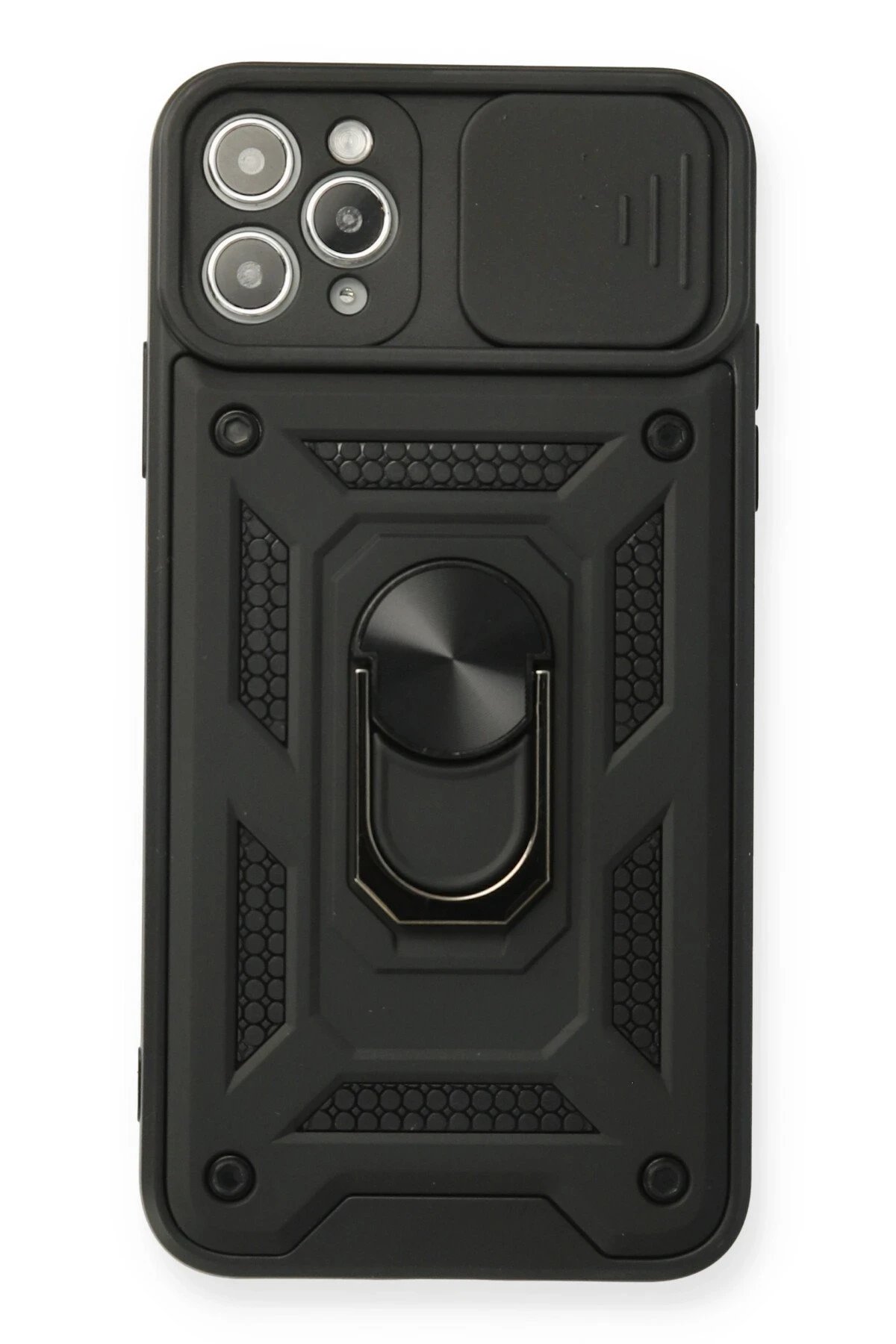 iPhone 11 Pro Max Kılıf Pars Lens Yüzüklü Silikon - Siyah-(5796)