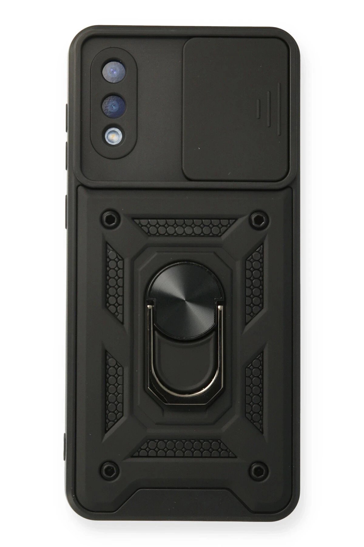 Samsung Galaxy A02 Kılıf Pars Lens Yüzüklü Silikon - Siyah-(5796)