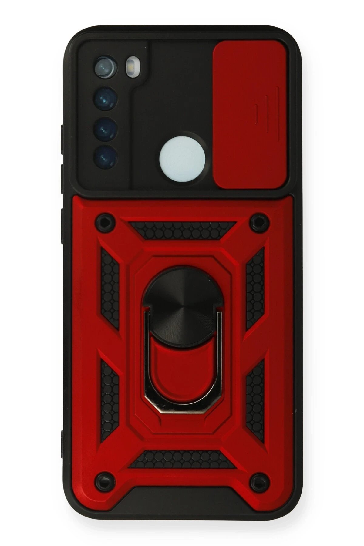 Xiaomi Redmi Note 8 Kılıf Pars Lens Yüzüklü Silikon - Kırmızı-(5796)