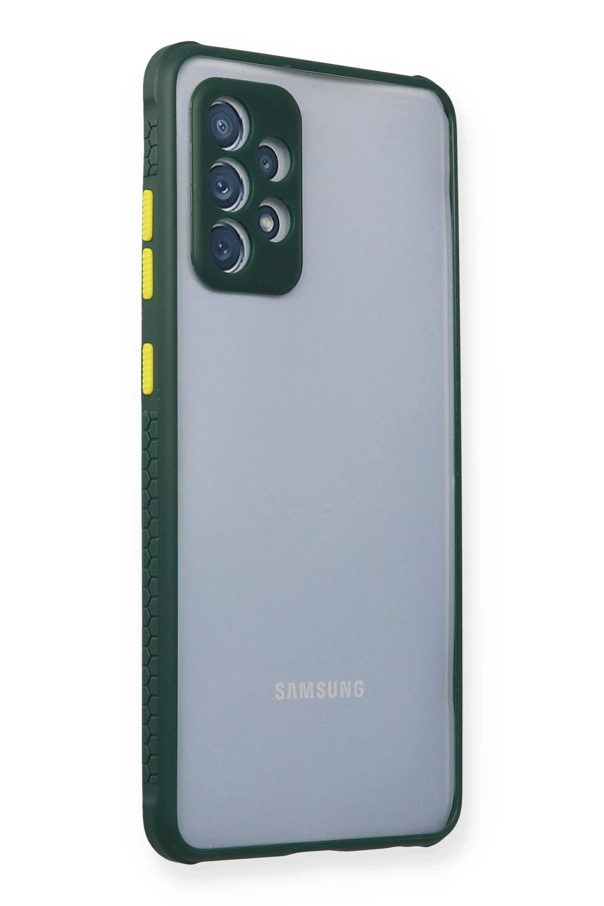 Samsung Galaxy A72 Kılıf Miami Şeffaf Silikon - Koyu Yeşil-(5796)