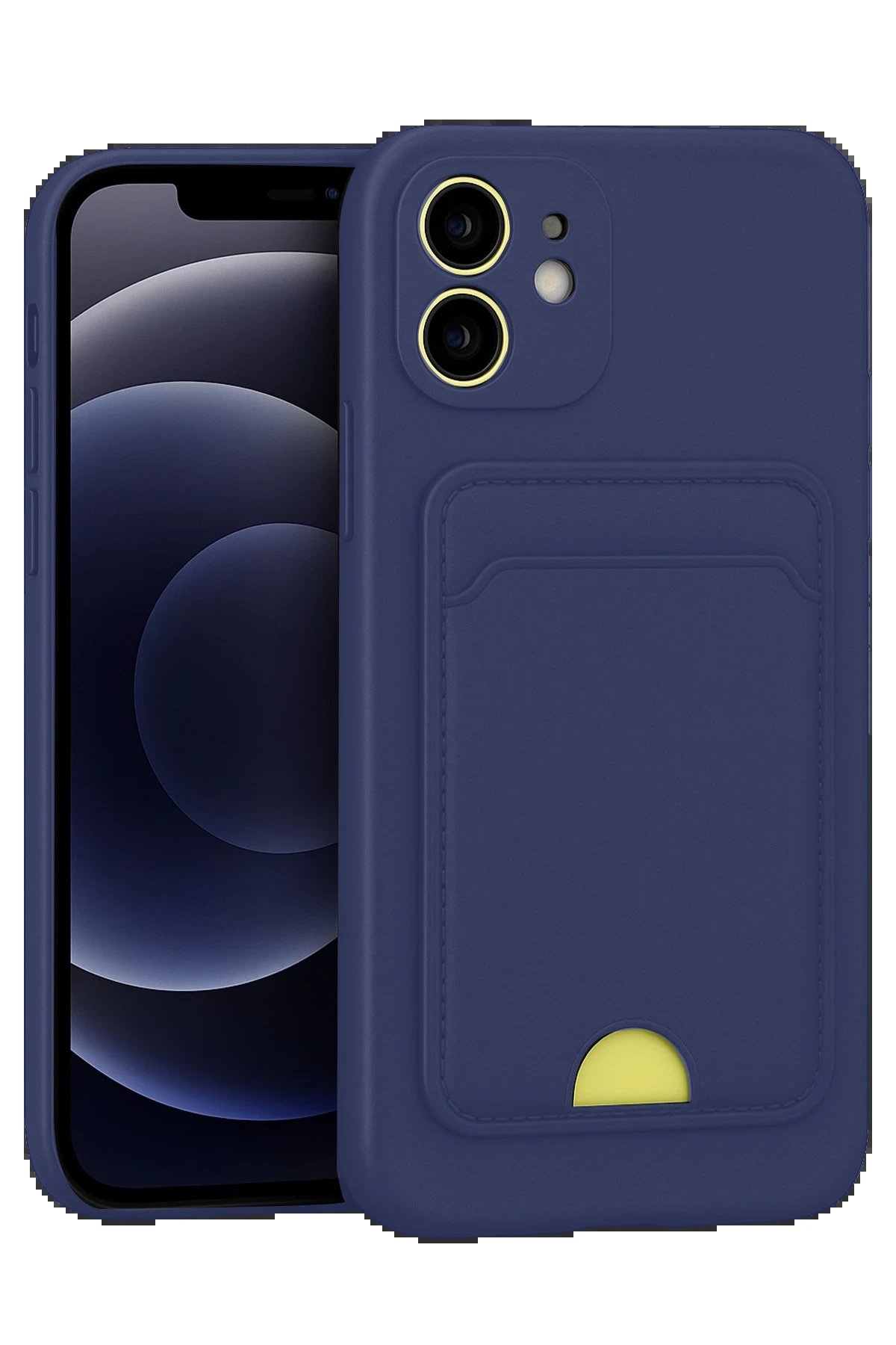 iPhone 11 Kılıf Kelvin Kartvizitli Silikon - Lacivert-(5796)