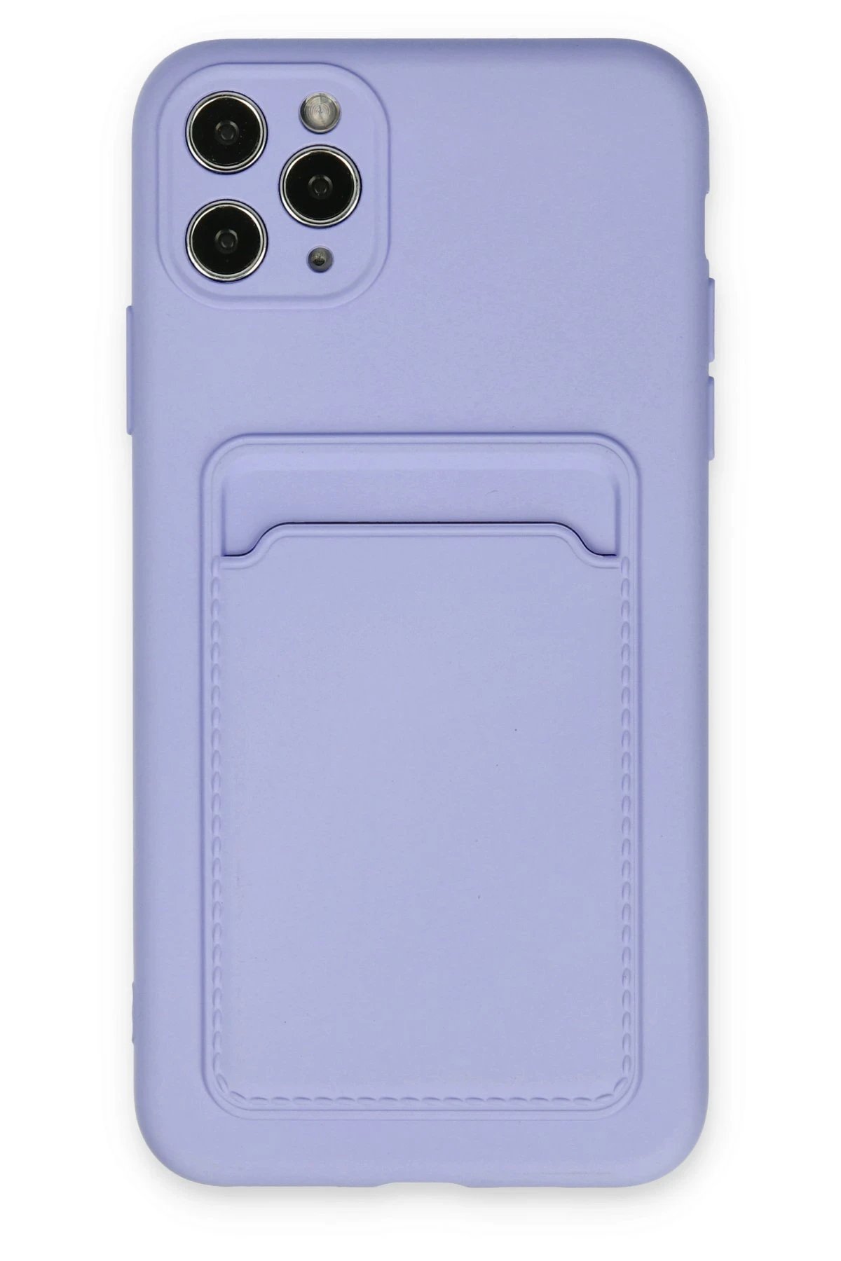 iPhone 11 Pro Max Kılıf Kelvin Kartvizitli Silikon - Lila-(5796)