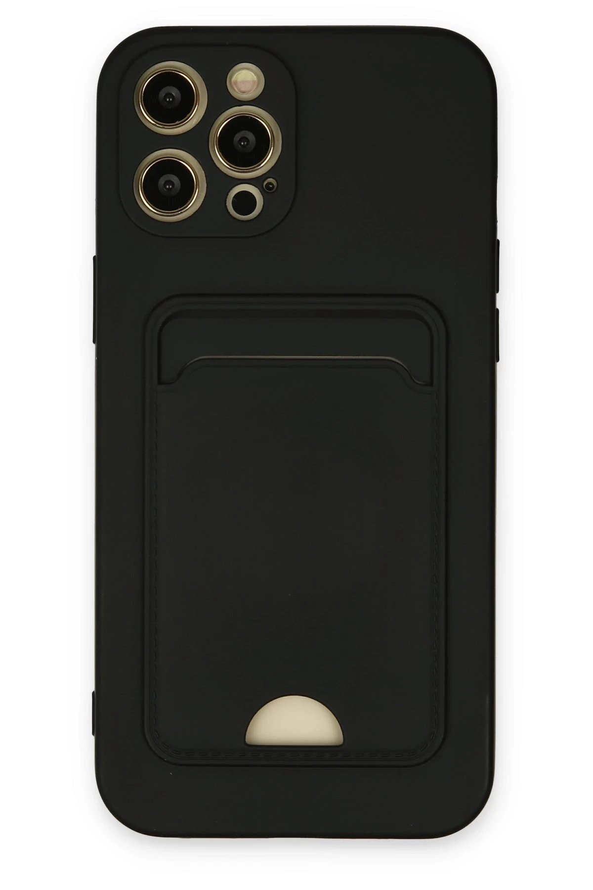 iPhone 12 Pro Max Kılıf Kelvin Kartvizitli Silikon - Siyah-(5796)
