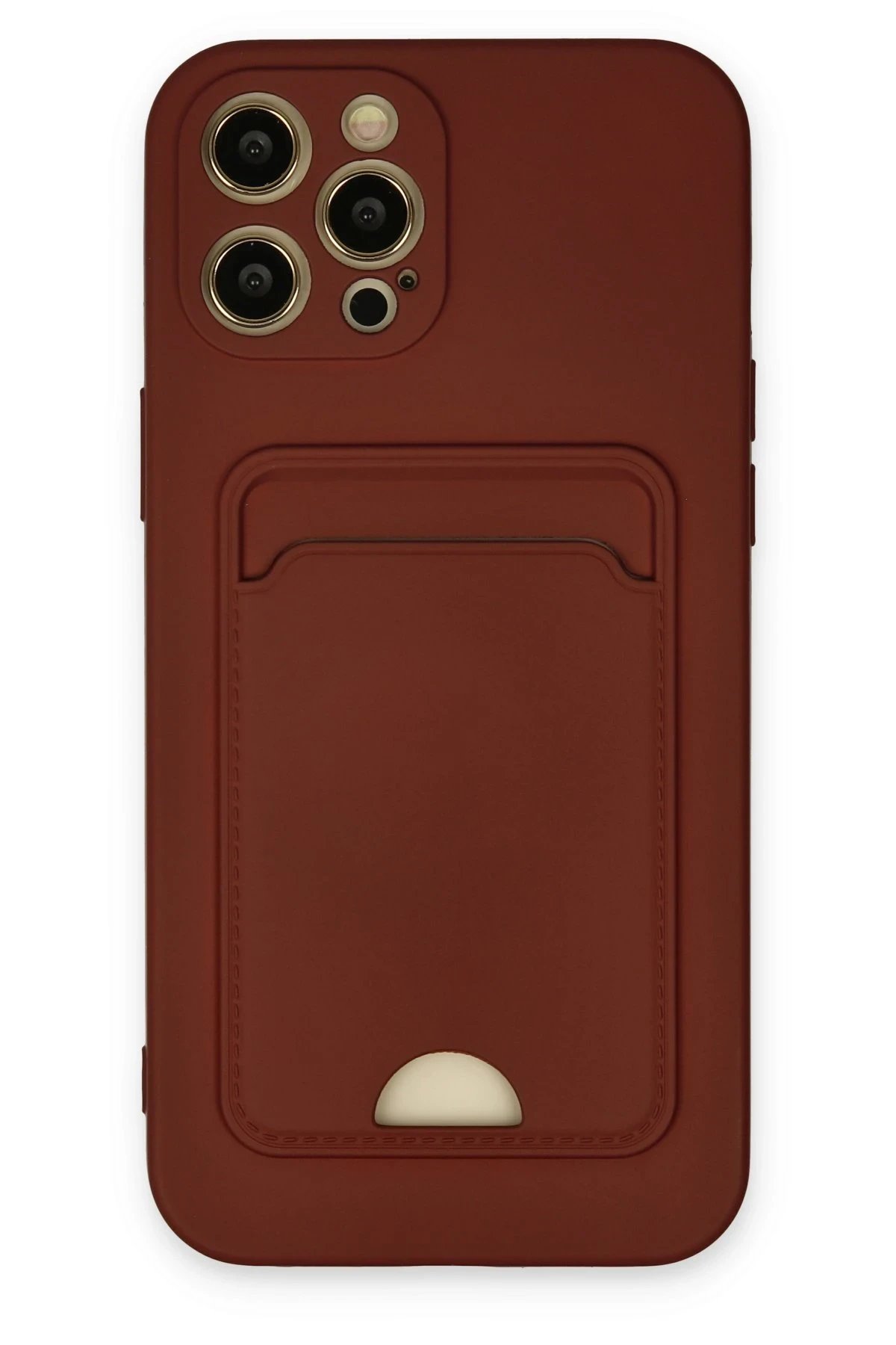 iPhone 12 Pro Max Kılıf Kelvin Kartvizitli Silikon - Bordo-(5796)