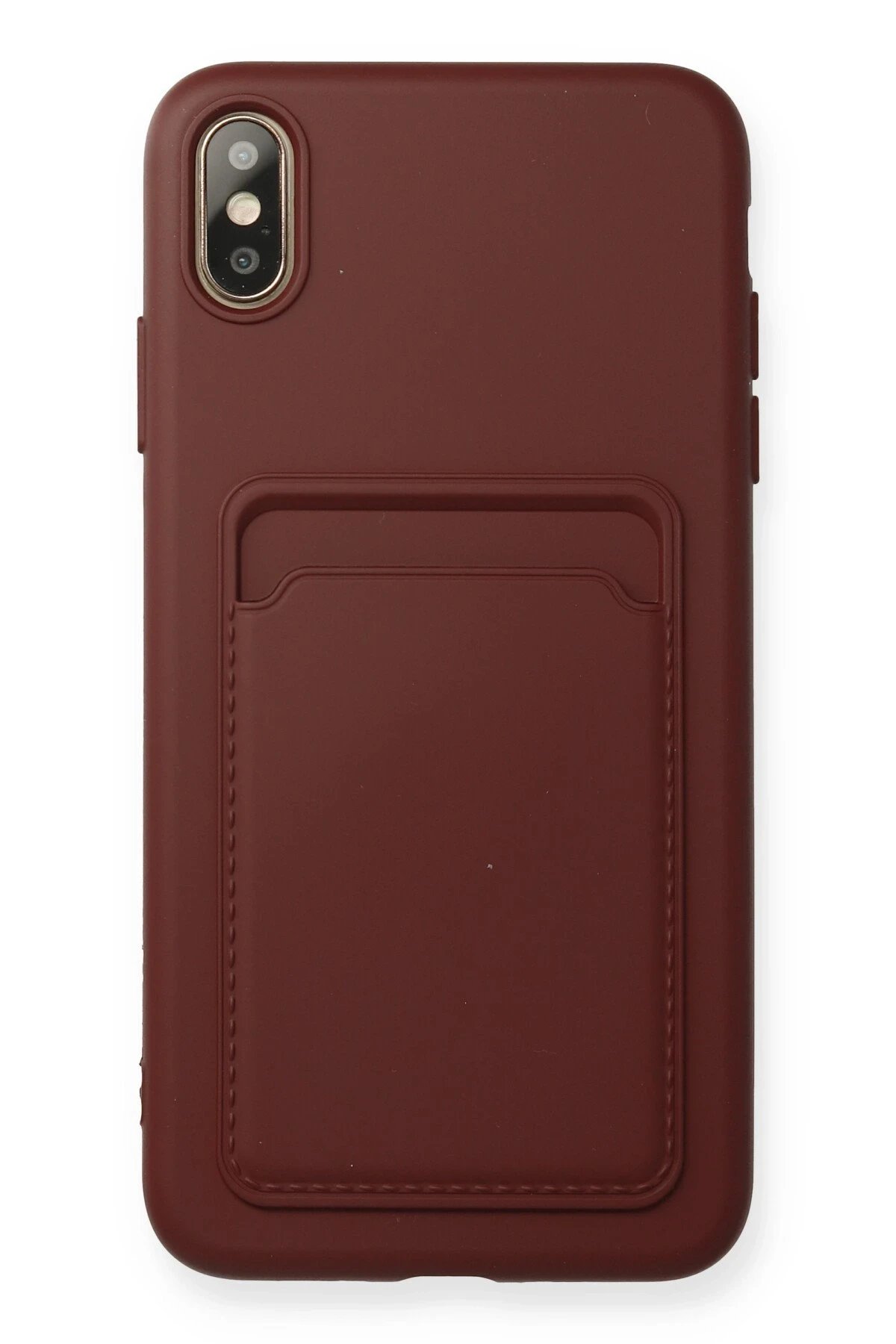 iPhone XS Max Kılıf Kelvin Kartvizitli Silikon - Bordo-(5796)
