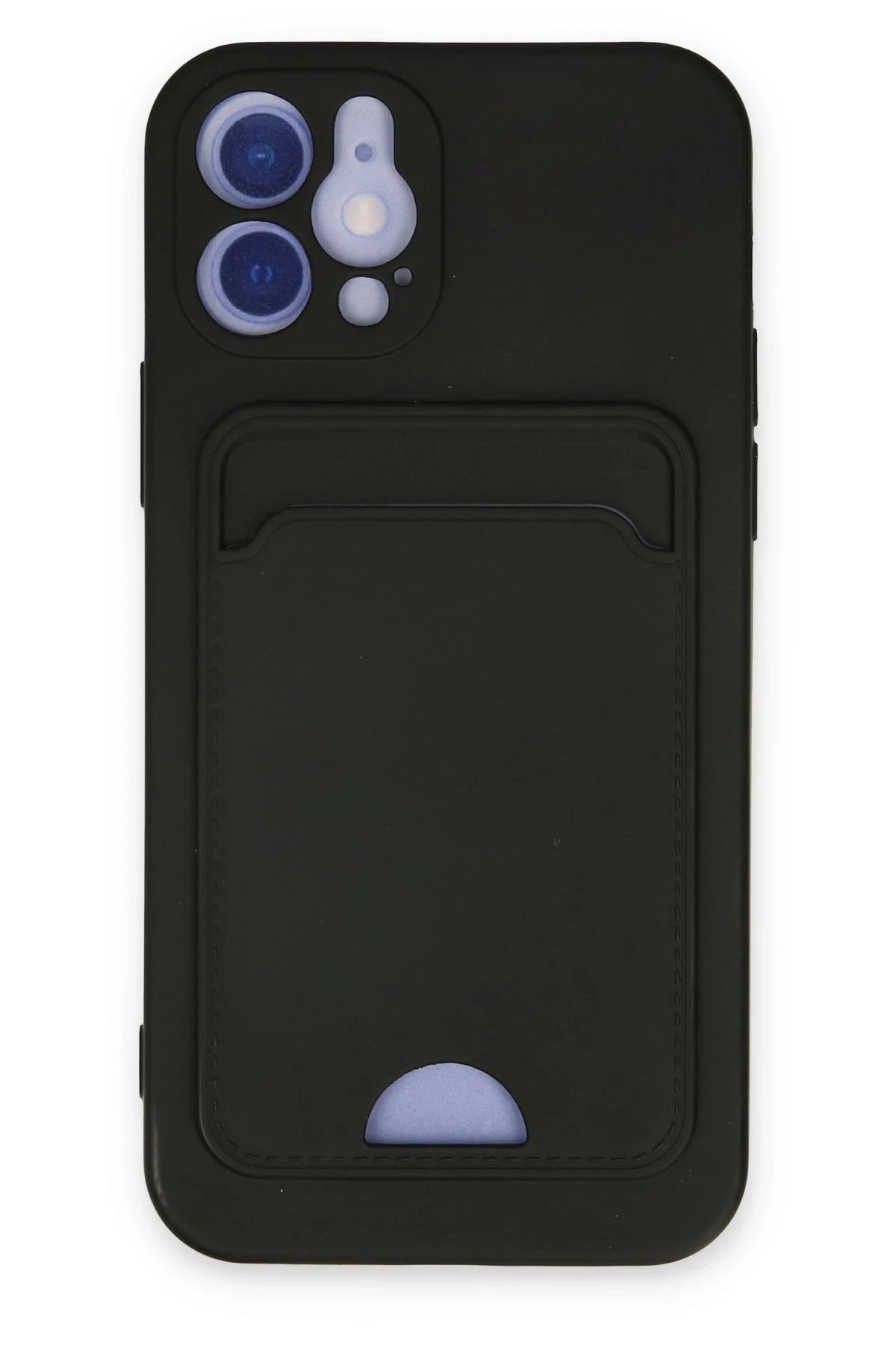 iPhone 12 Kılıf Kelvin Kartvizitli Silikon - Siyah-(5796)