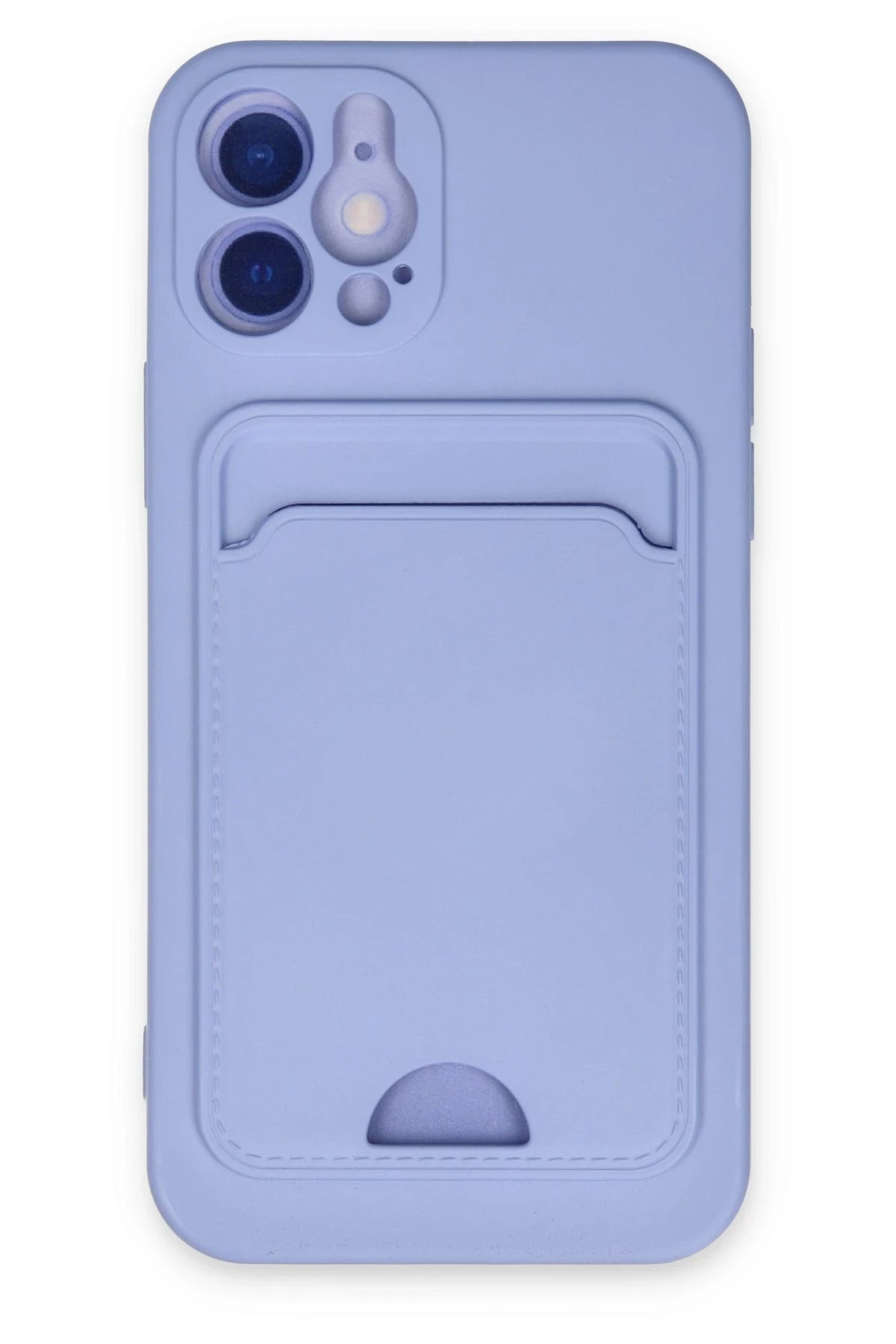 iPhone 12 Kılıf Kelvin Kartvizitli Silikon - Lila-(5796)
