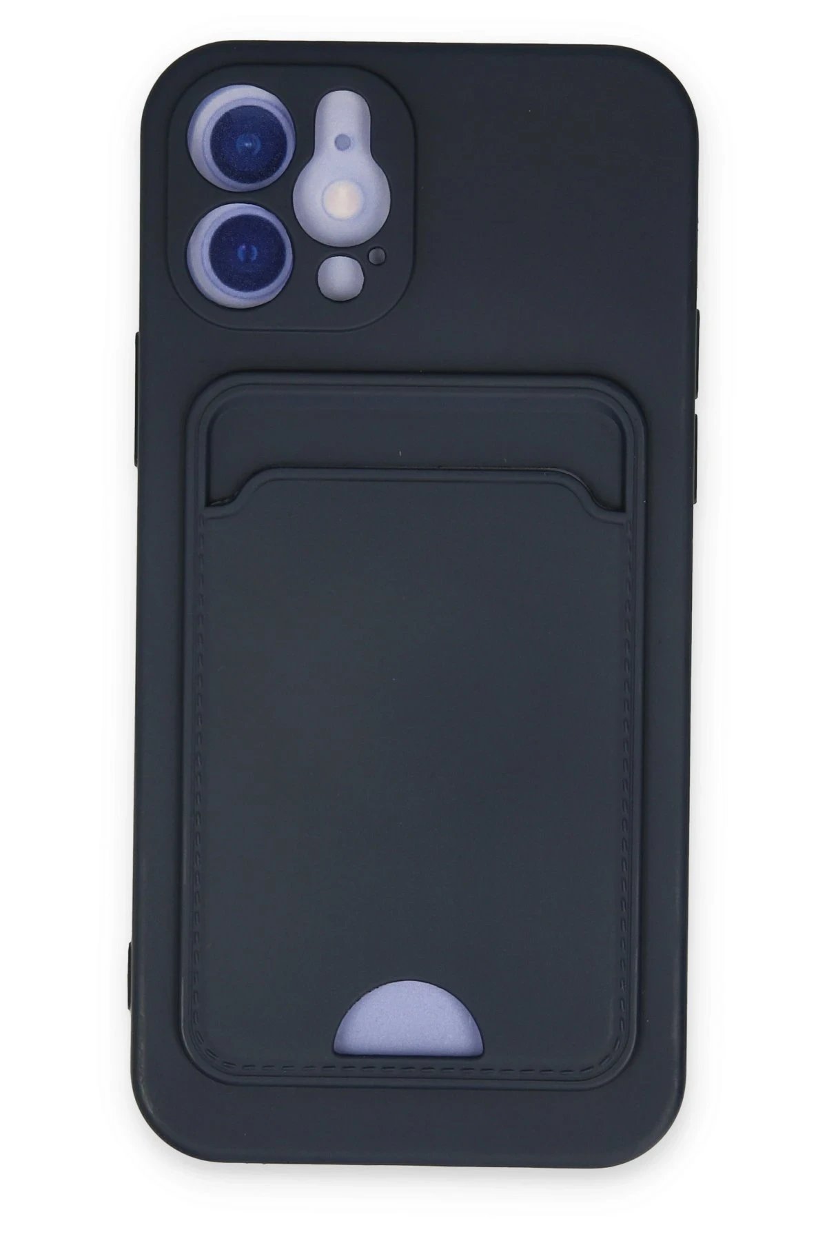 iPhone 12 Kılıf Kelvin Kartvizitli Silikon - Lacivert-(5796)