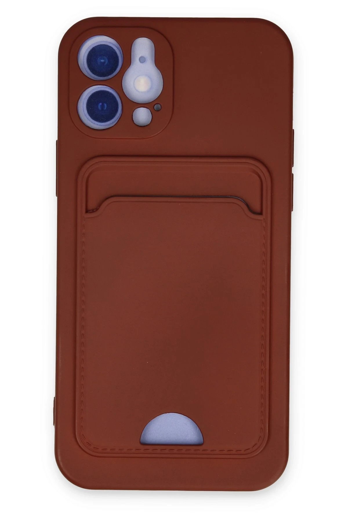 iPhone 12 Kılıf Kelvin Kartvizitli Silikon - Bordo-(5796)