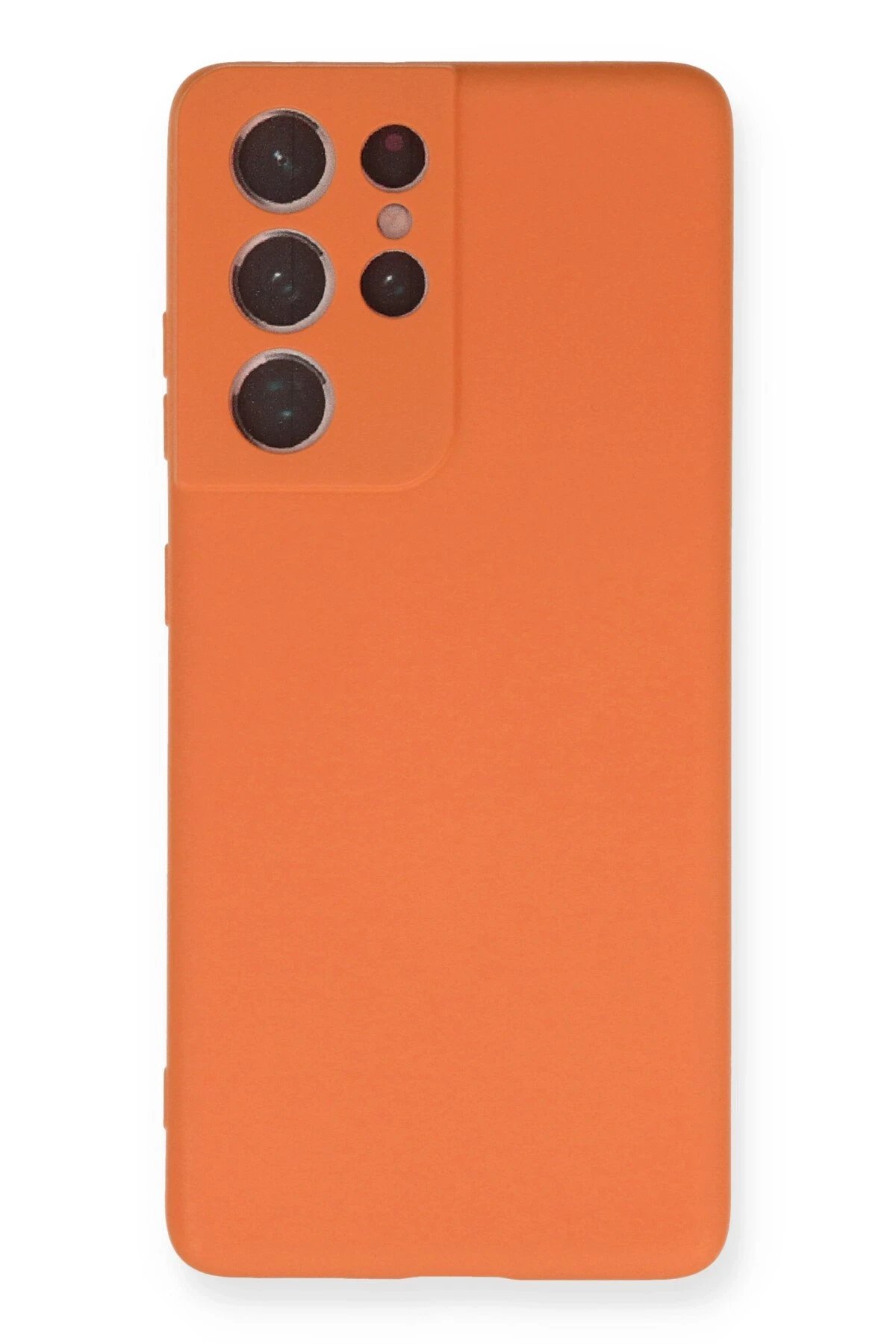 Samsung Galaxy S21 Ultra Kılıf Nano içi Kadife Silikon - Turuncu-(5796)