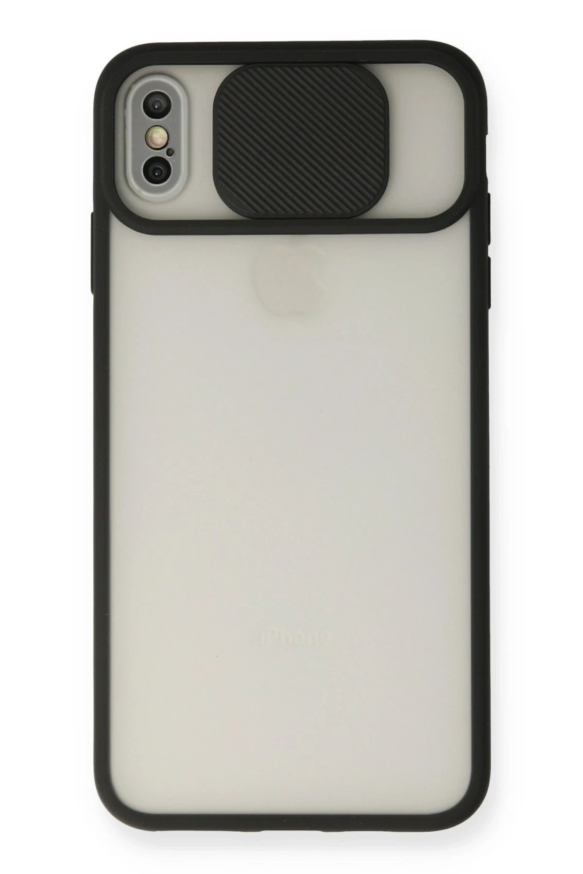 iPhone X Kılıf Palm Buzlu Kamera Sürgülü Silikon - Siyah-(5796)