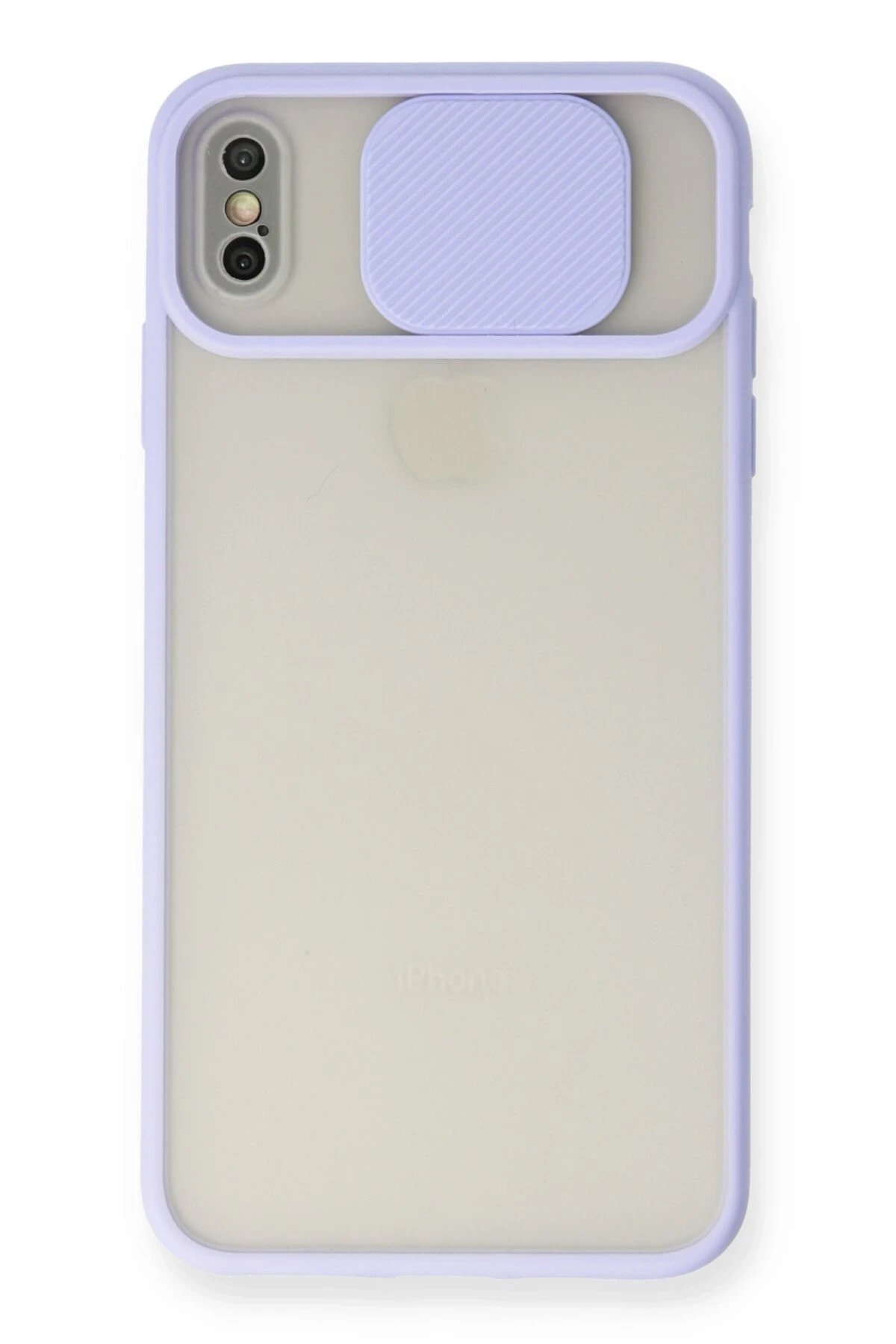 iPhone X Kılıf Palm Buzlu Kamera Sürgülü Silikon - Lila-(5796)