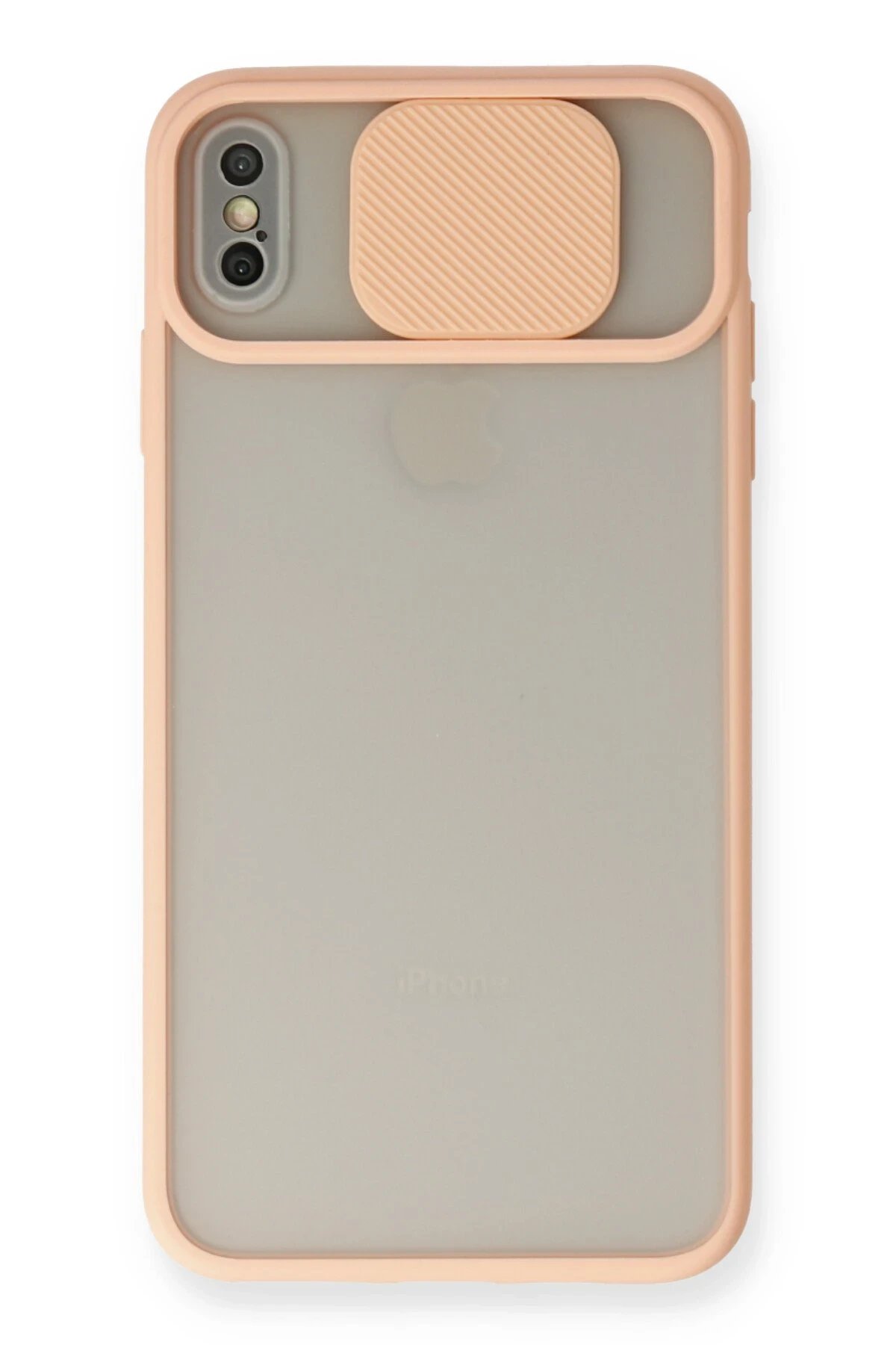 iPhone X Kılıf Palm Buzlu Kamera Sürgülü Silikon - Pembe-(5796)