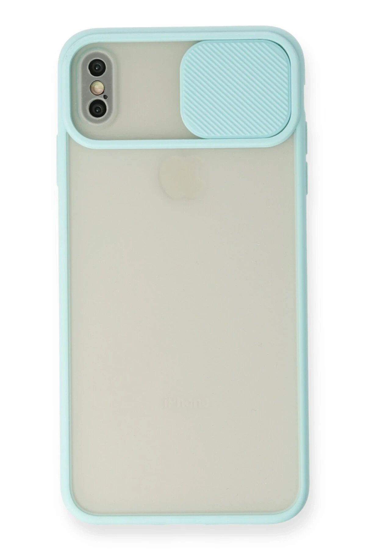 iPhone X Kılıf Palm Buzlu Kamera Sürgülü Silikon - Turkuaz-(5796)