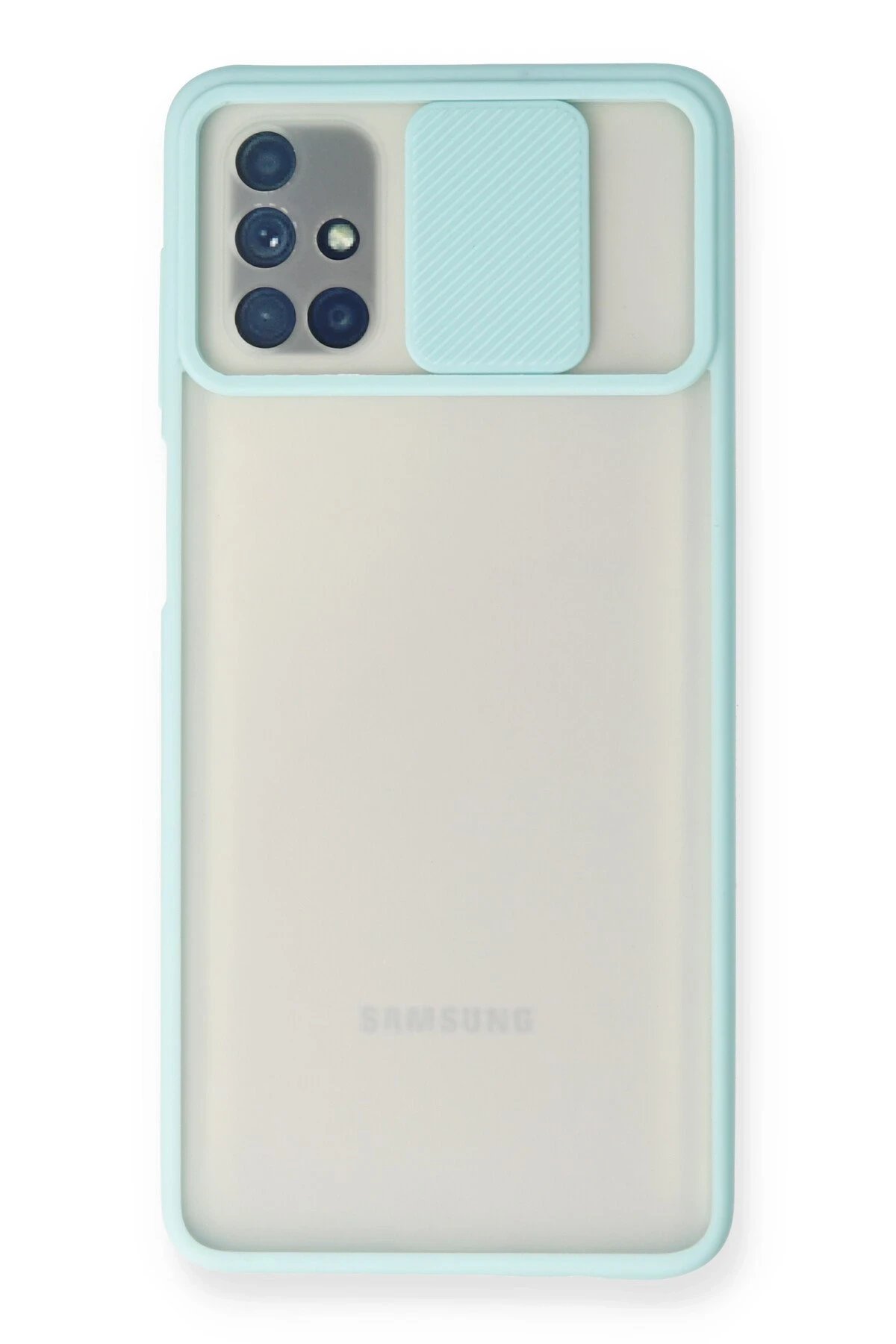 Samsung Galaxy M51 Kılıf Palm Buzlu Kamera Sürgülü Silikon - Turkuaz-(5796)