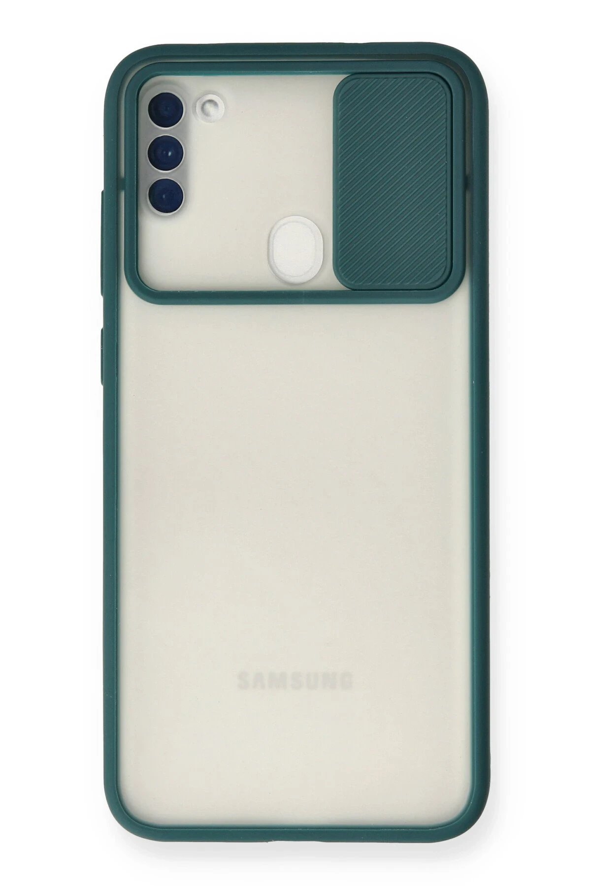 Samsung Galaxy A11 Kılıf Palm Buzlu Kamera Sürgülü Silikon - Yeşil-(5796)